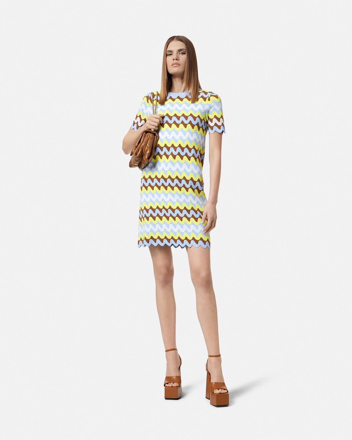 Wave Jacquard Knit Midi T-Shirt Dress - 2