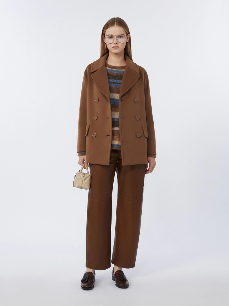'S Max Mara Wool broadcloth pea coat - TOBACCO outlook