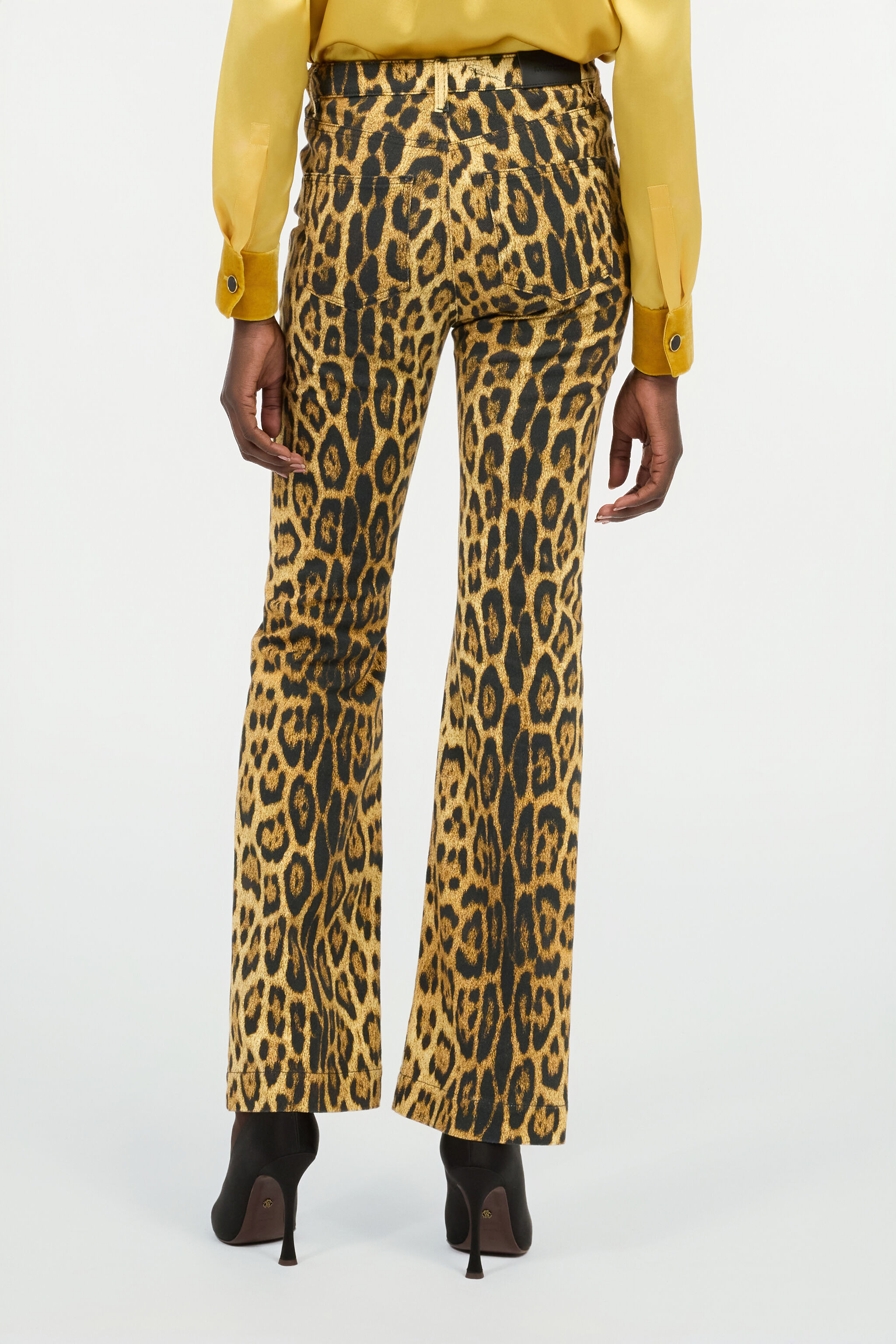 Denim Jeans With Jaguar Skin Print - 4