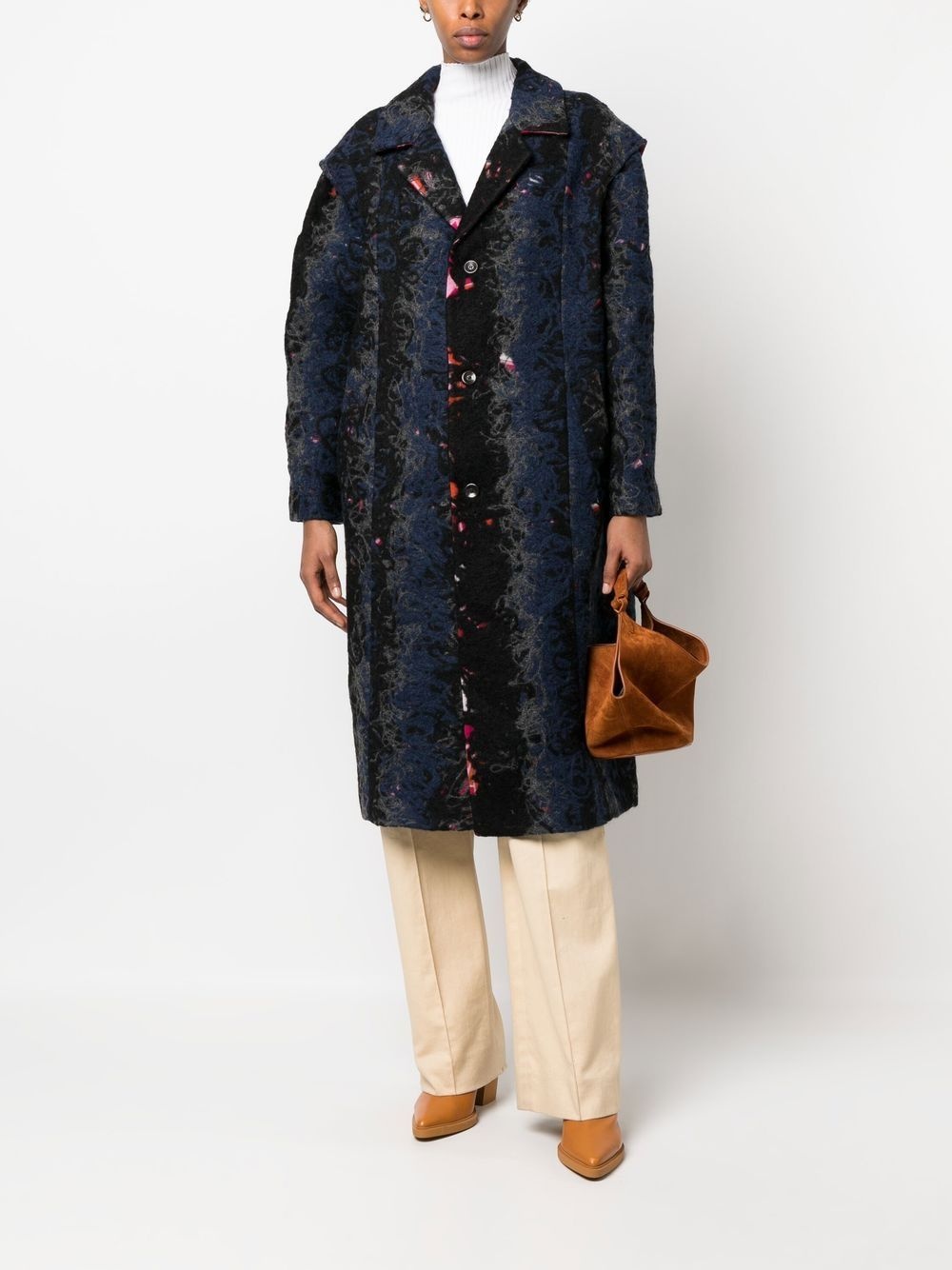 single-breasted recycled wool coat - 2