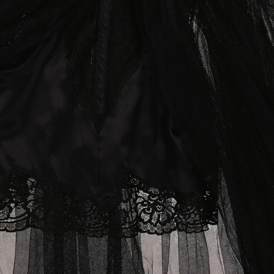 Alexander Wang Lace-Embroidered Charmeuse Tunic Top - 7