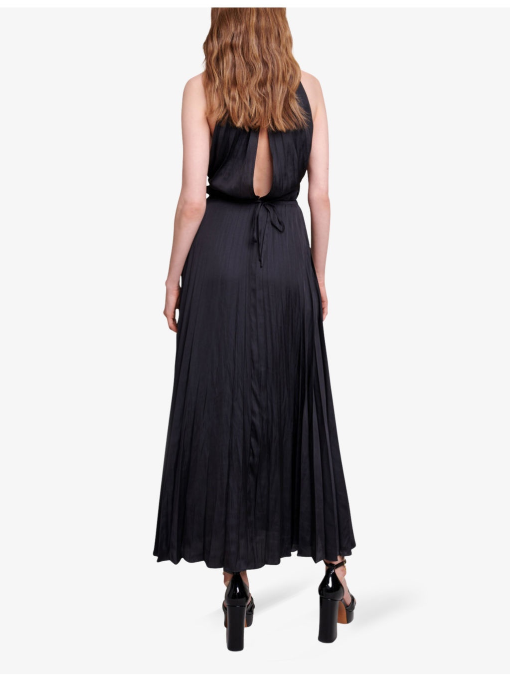 Villy halter-neck pleated satin maxi dress - 4