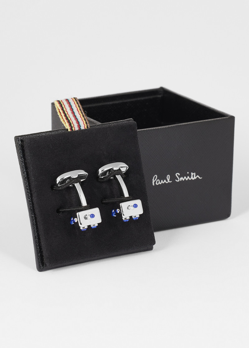 Silver and Blue Robot Cufflinks 4