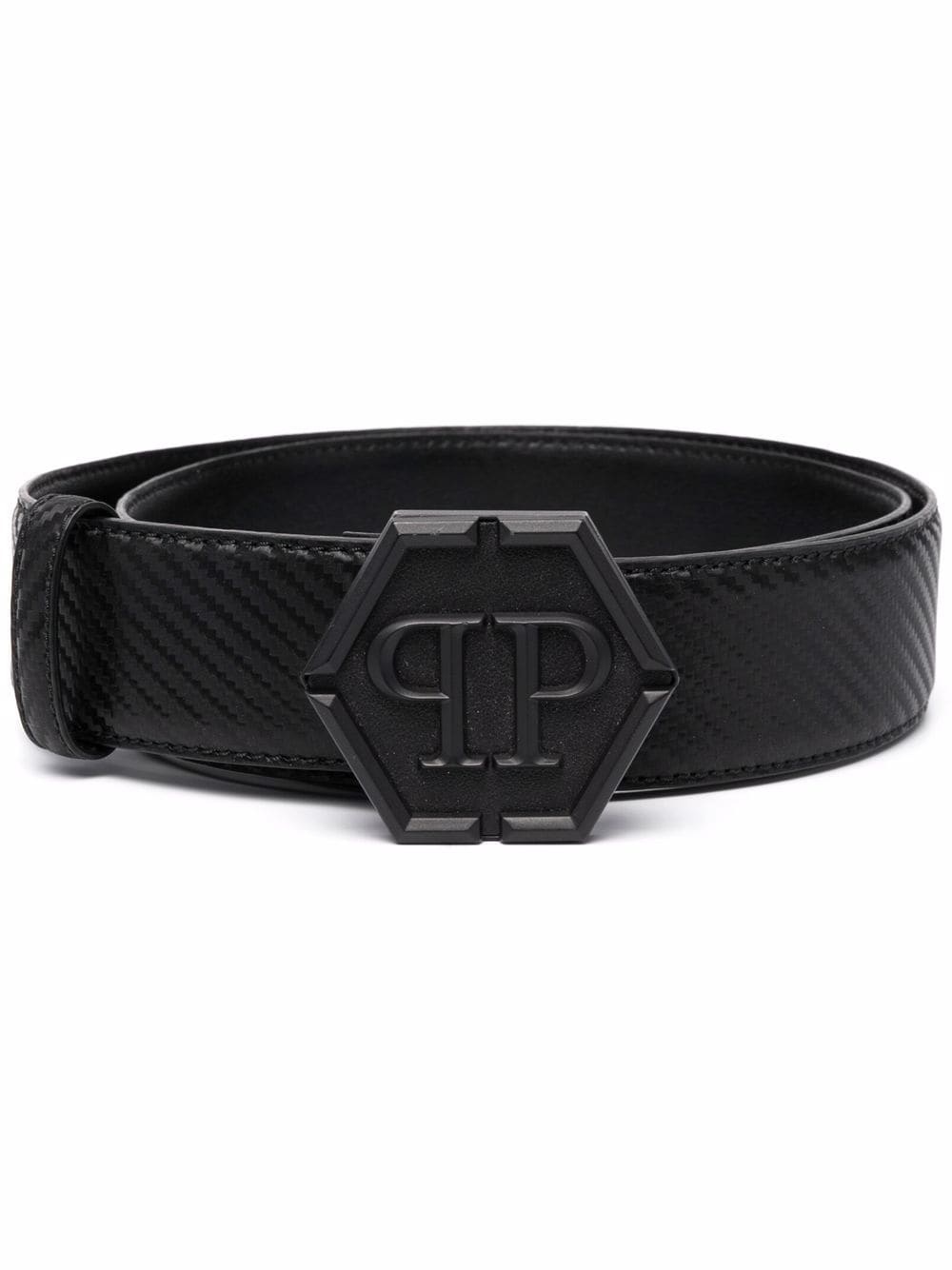 Hexagon-logo buckle belt - 1