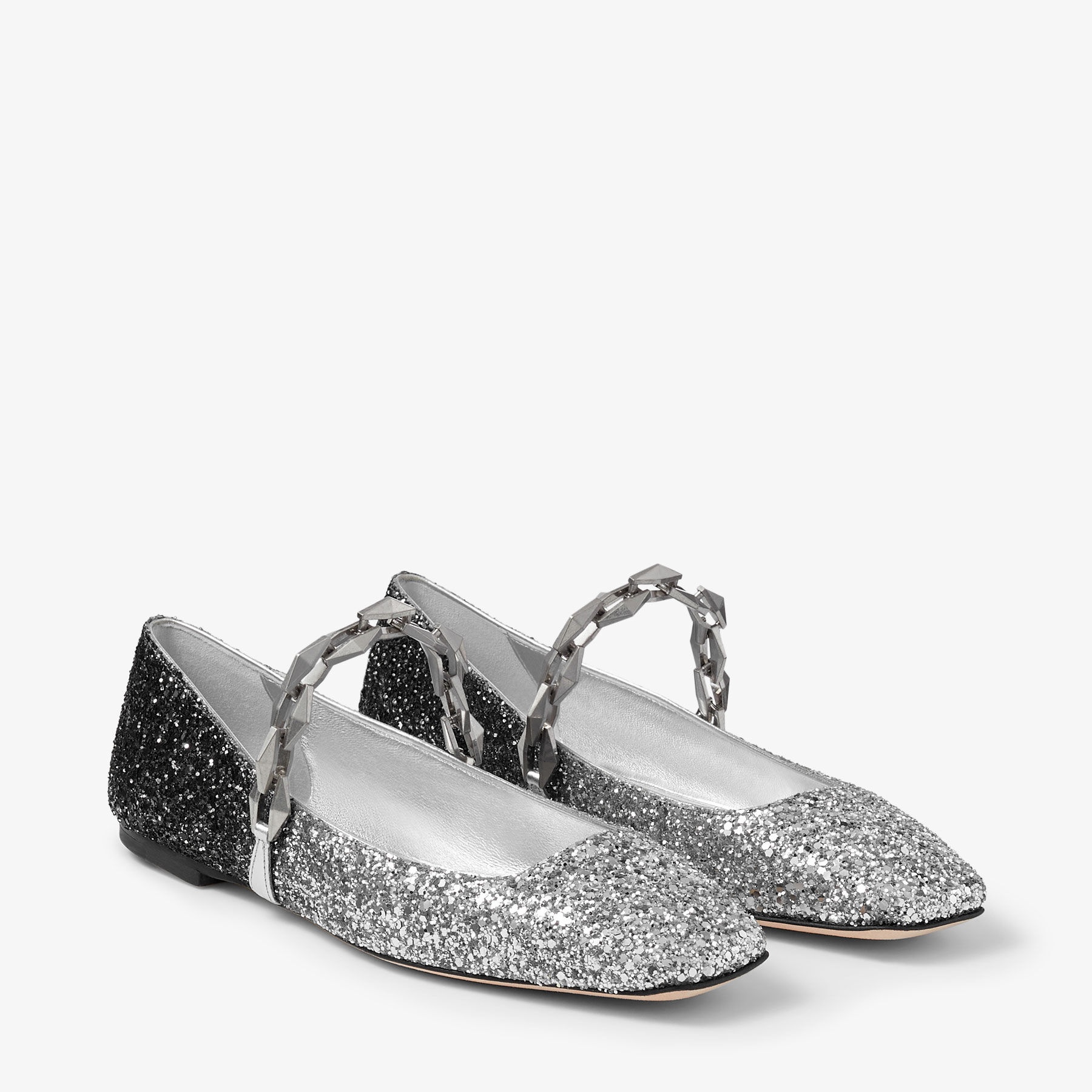 Diamond Tilda Flat
Silver Coarse Glitter Flats with Diamond Chain - 2