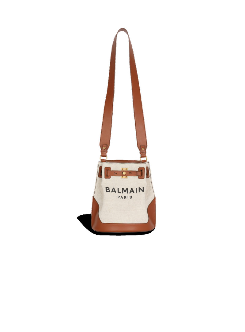 Canvas B-Army bucket bag with leather panels 1