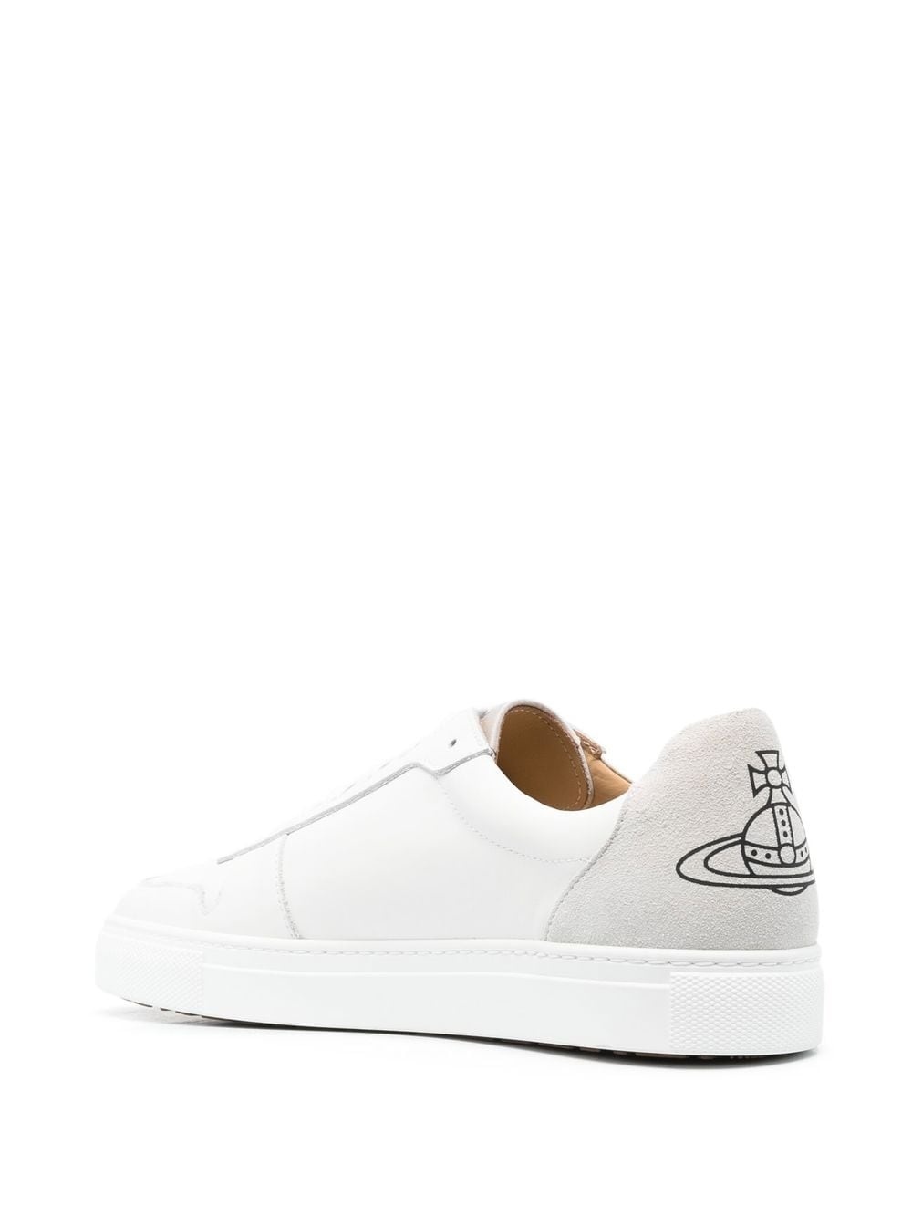 logo-print calf leather sneakers - 3