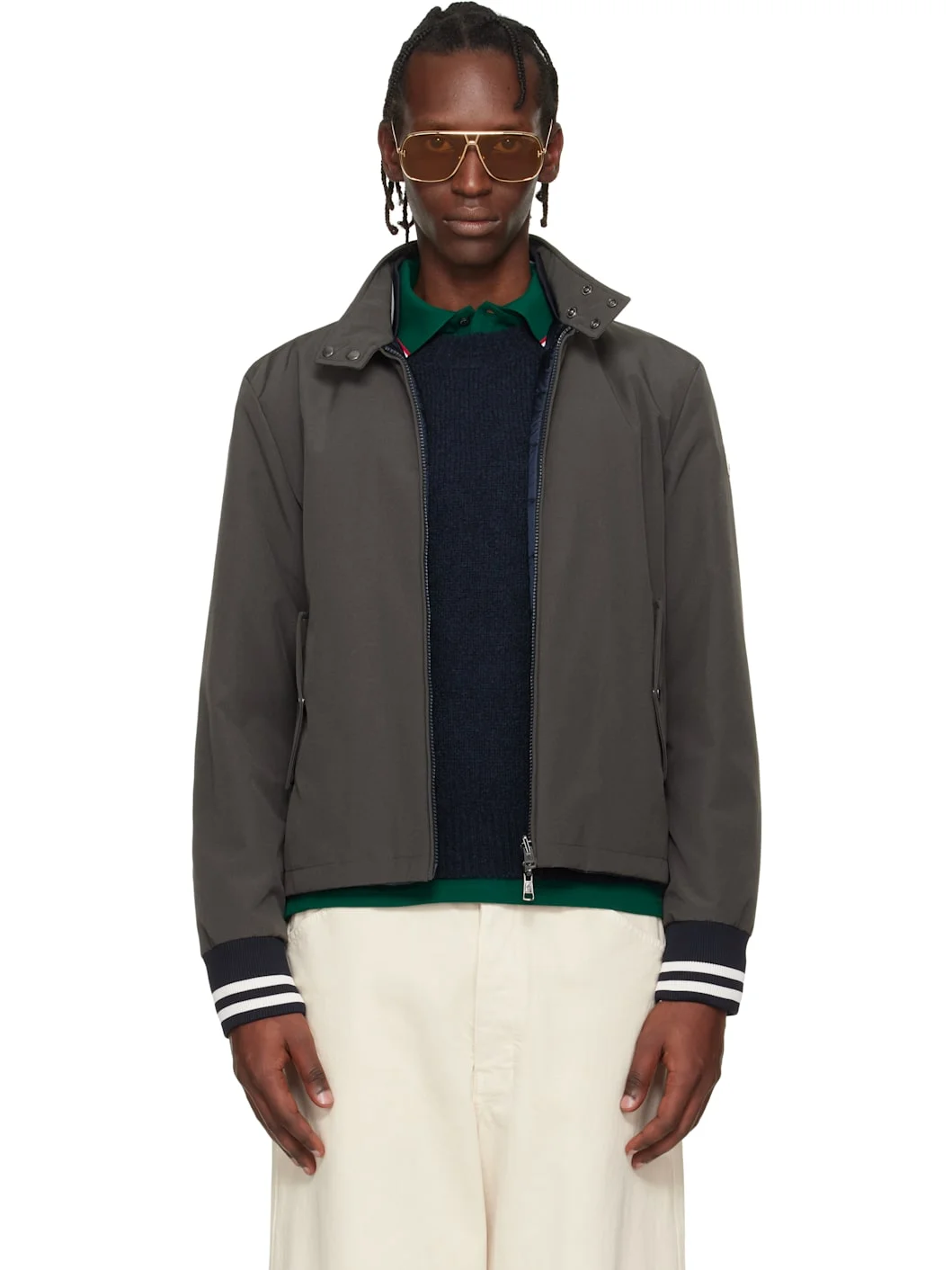 Gray Prieure Reversible Down Bomber Jacket - 1