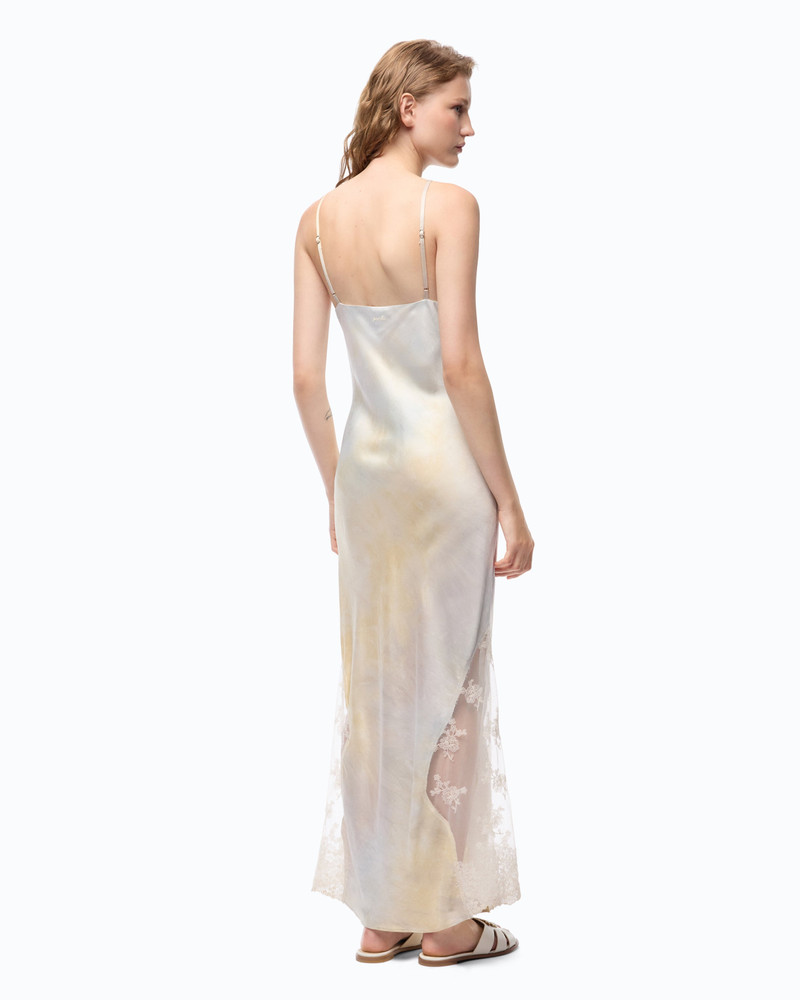 SATIN DRESS WITH SHADED COLOR AND LACE INSERT 6