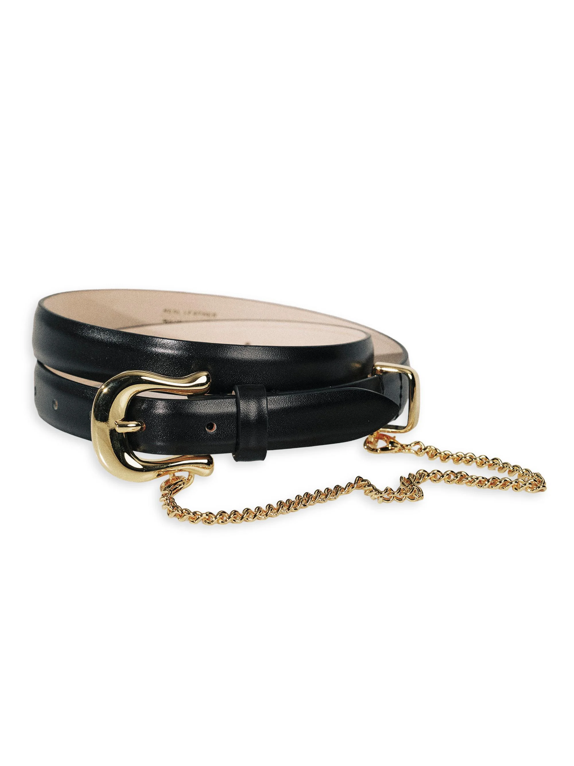 Women's Luzia Goldtone Chain Leather Belt - Black Gold - 1