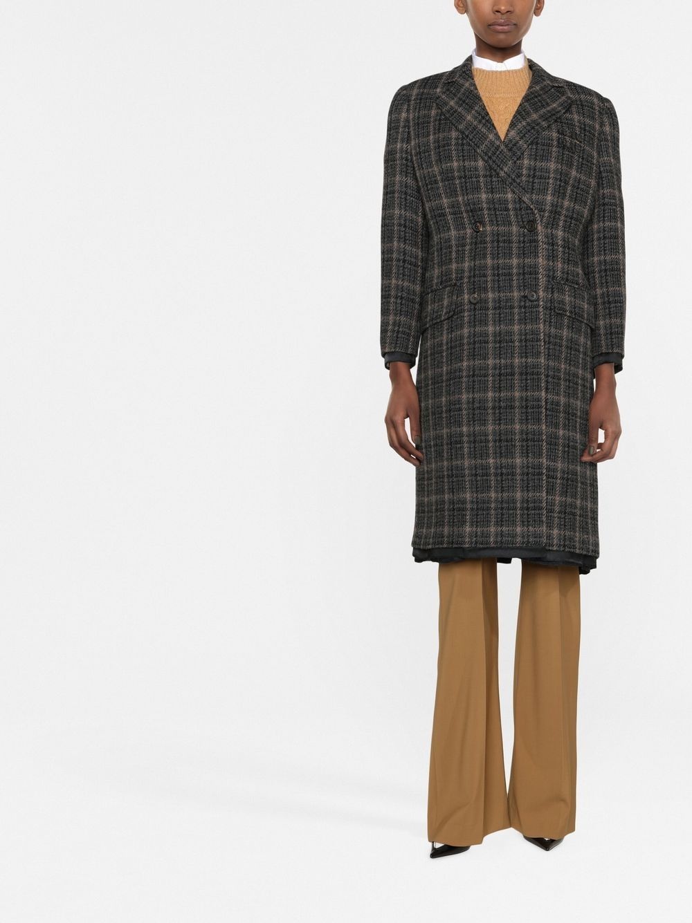double-breasted plaid coat - 2