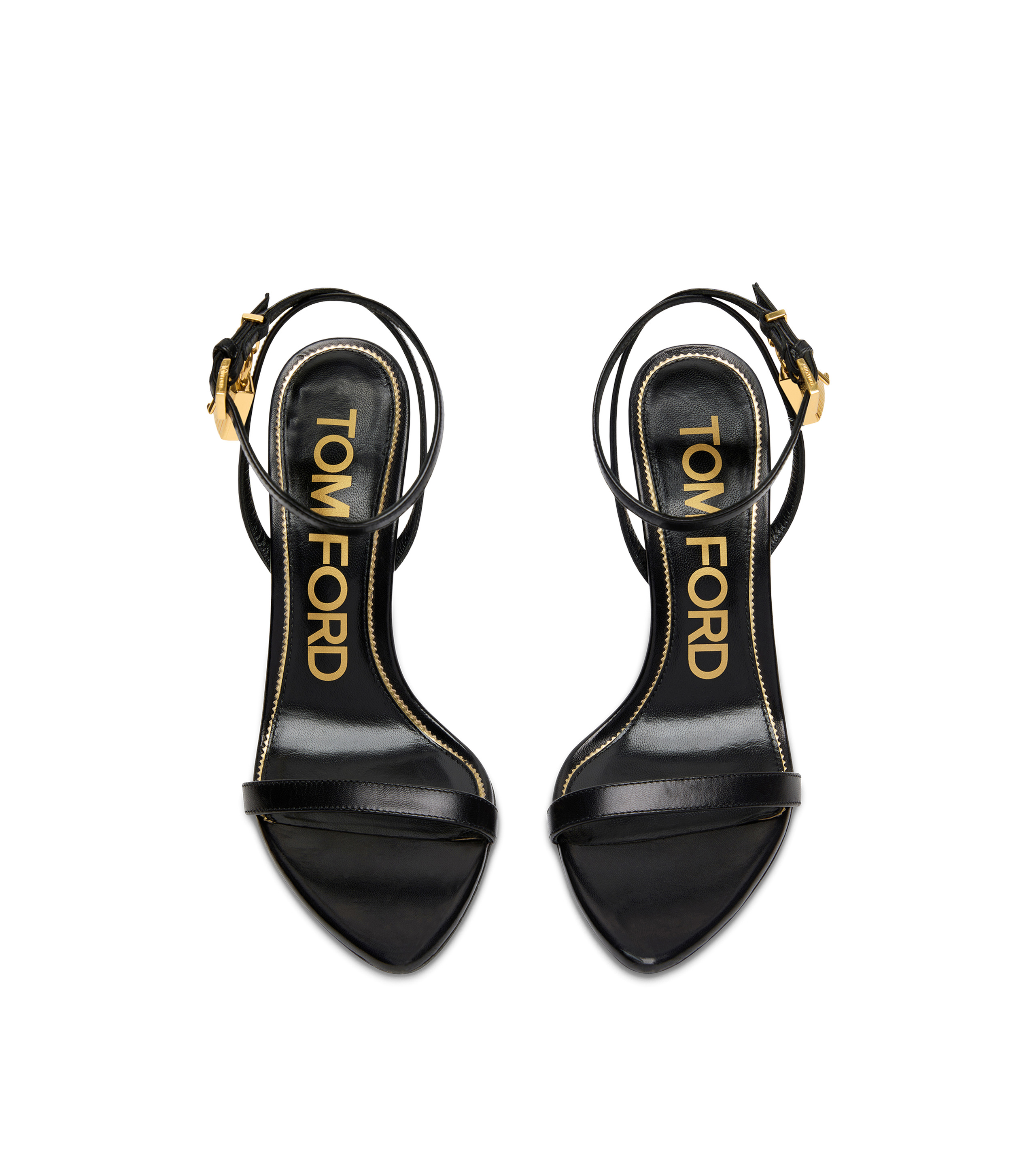 SHINY LEATHER PADLOCK POINTY NAKED SANDAL - 4