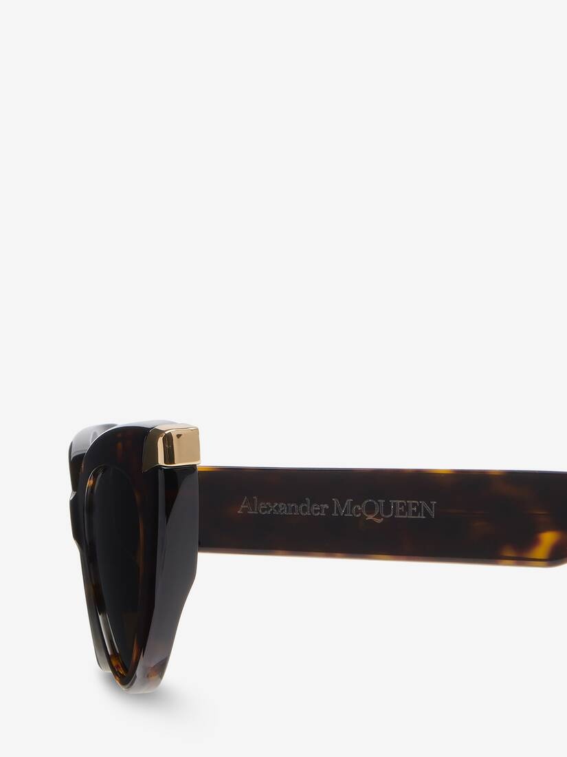 Women's Punk Rivet Cat-eye Sunglasses in Havana - 4
