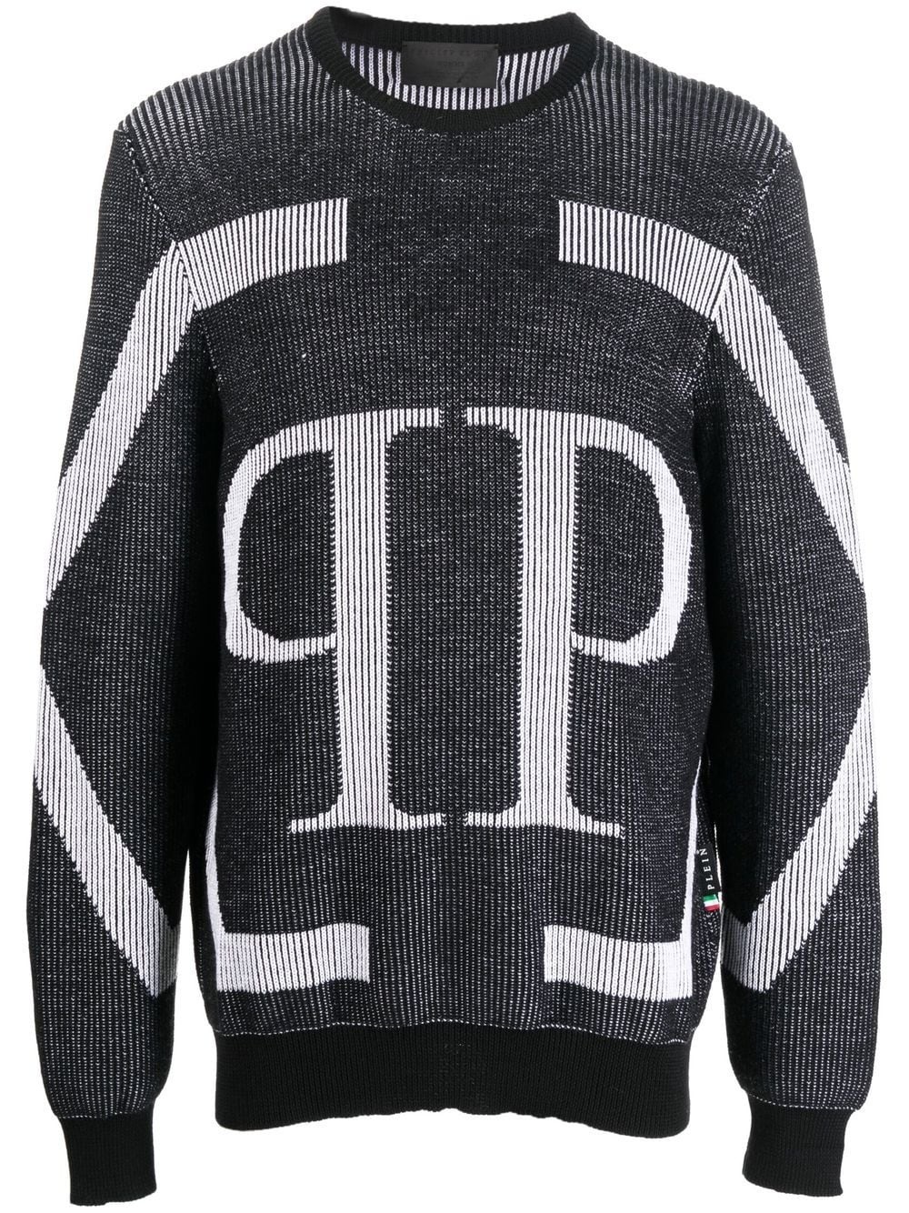 logo intarsia merino wool jumper - 1