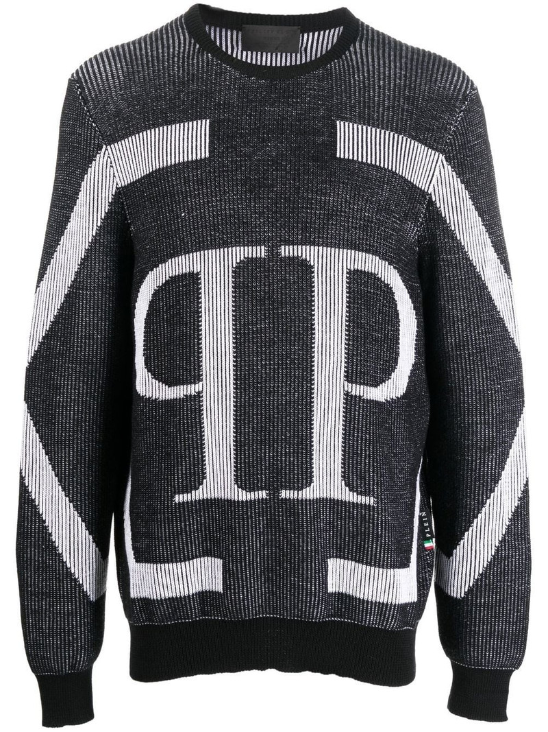logo intarsia merino wool jumper 1