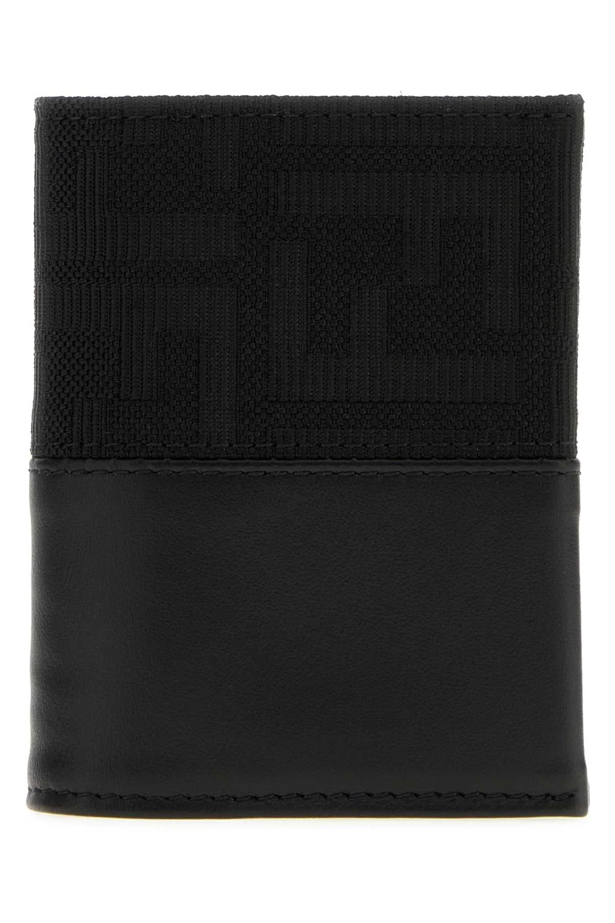 Fendi Men Black Jacquard And Leather Ff Card Holder - 1