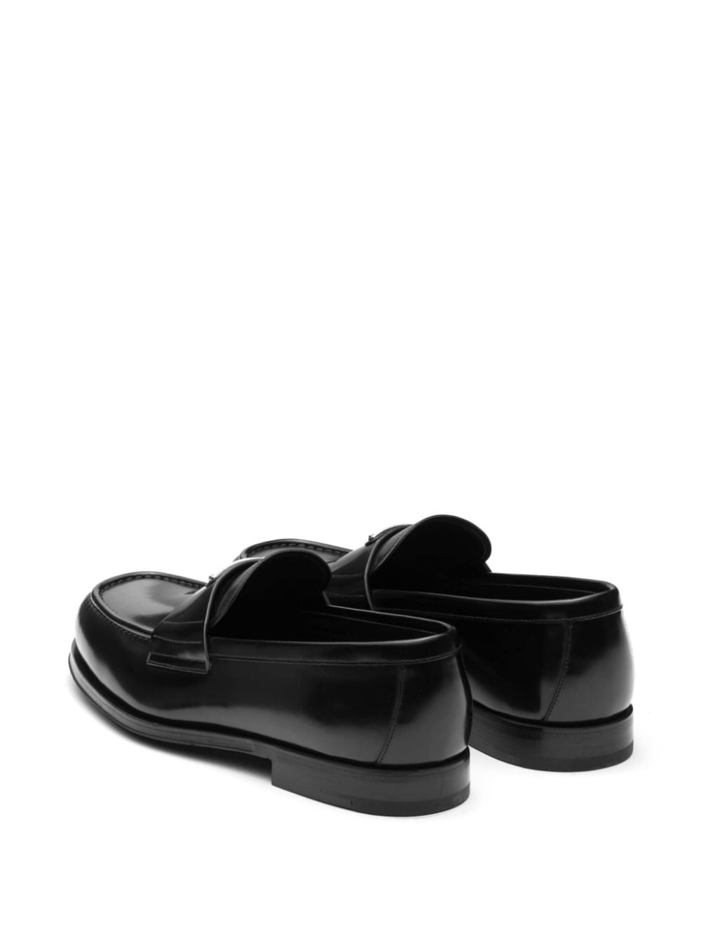 triangle-logo brushed-leather loafers - 3