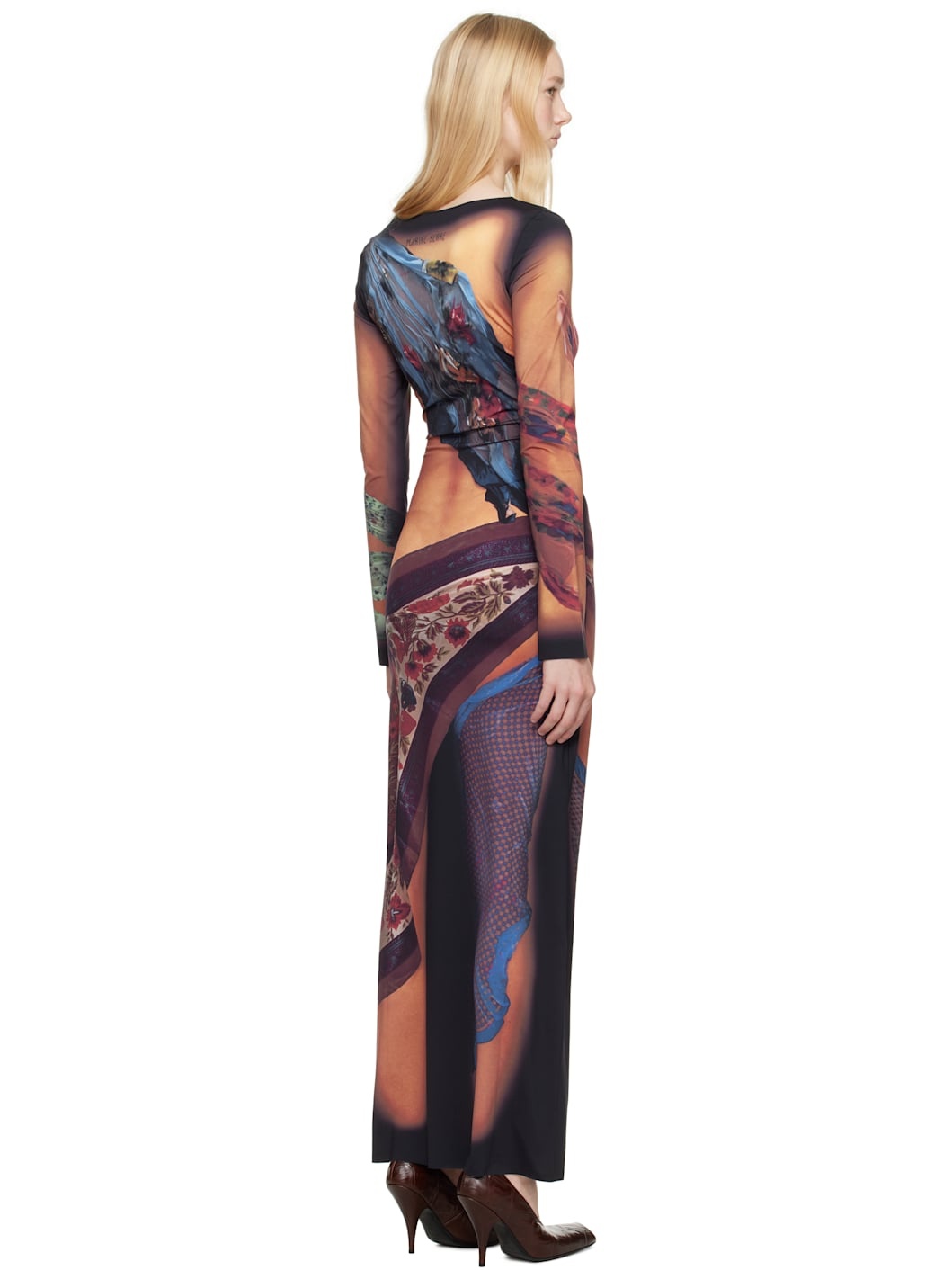 Multicolor Recycled Draped Statue Jersey Maxi Dress - 3