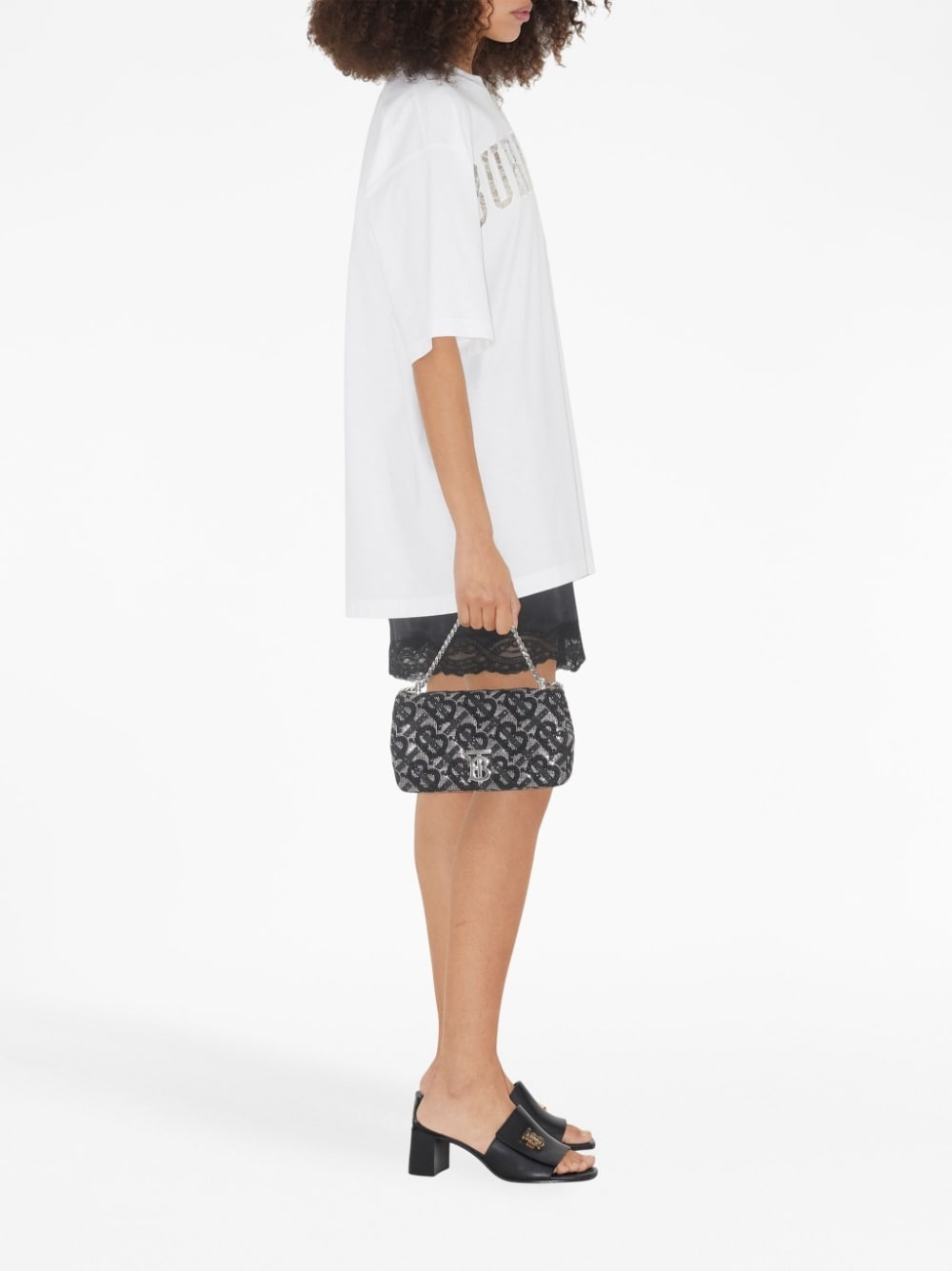 lace logo-detail cotton T-shirt - 3
