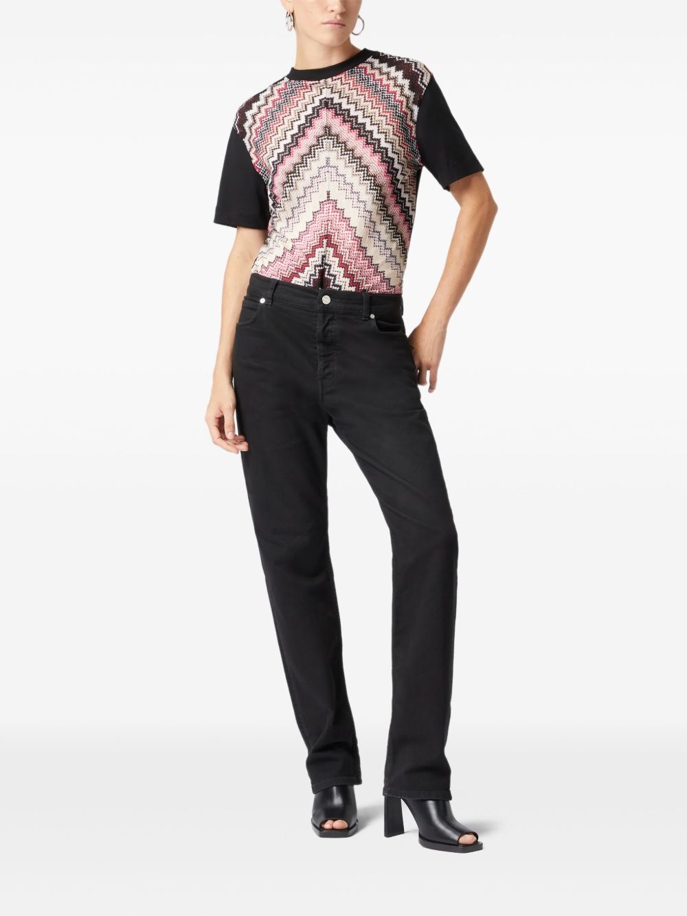 chevron-woven T-shirt - 2