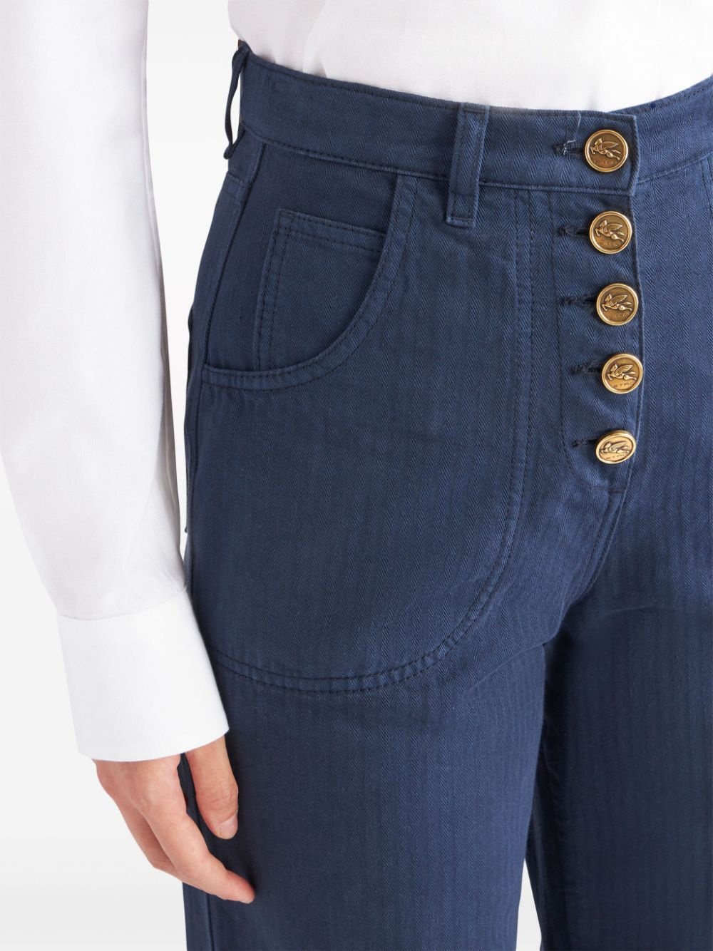 logo-embossed button high-rise flared jeans - 4