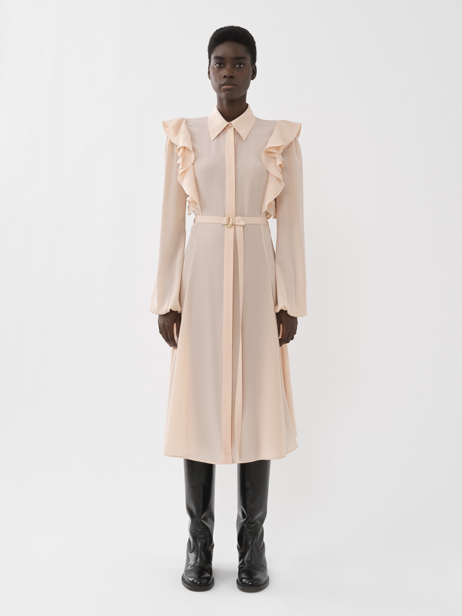 RUFFLED SHIRT DRESS - 2