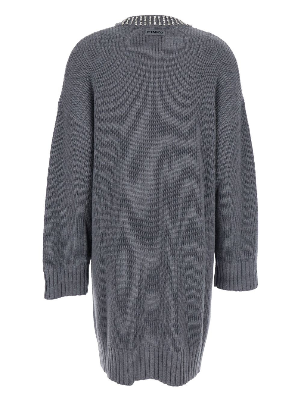 embellished-neckline knit mini dress - 2