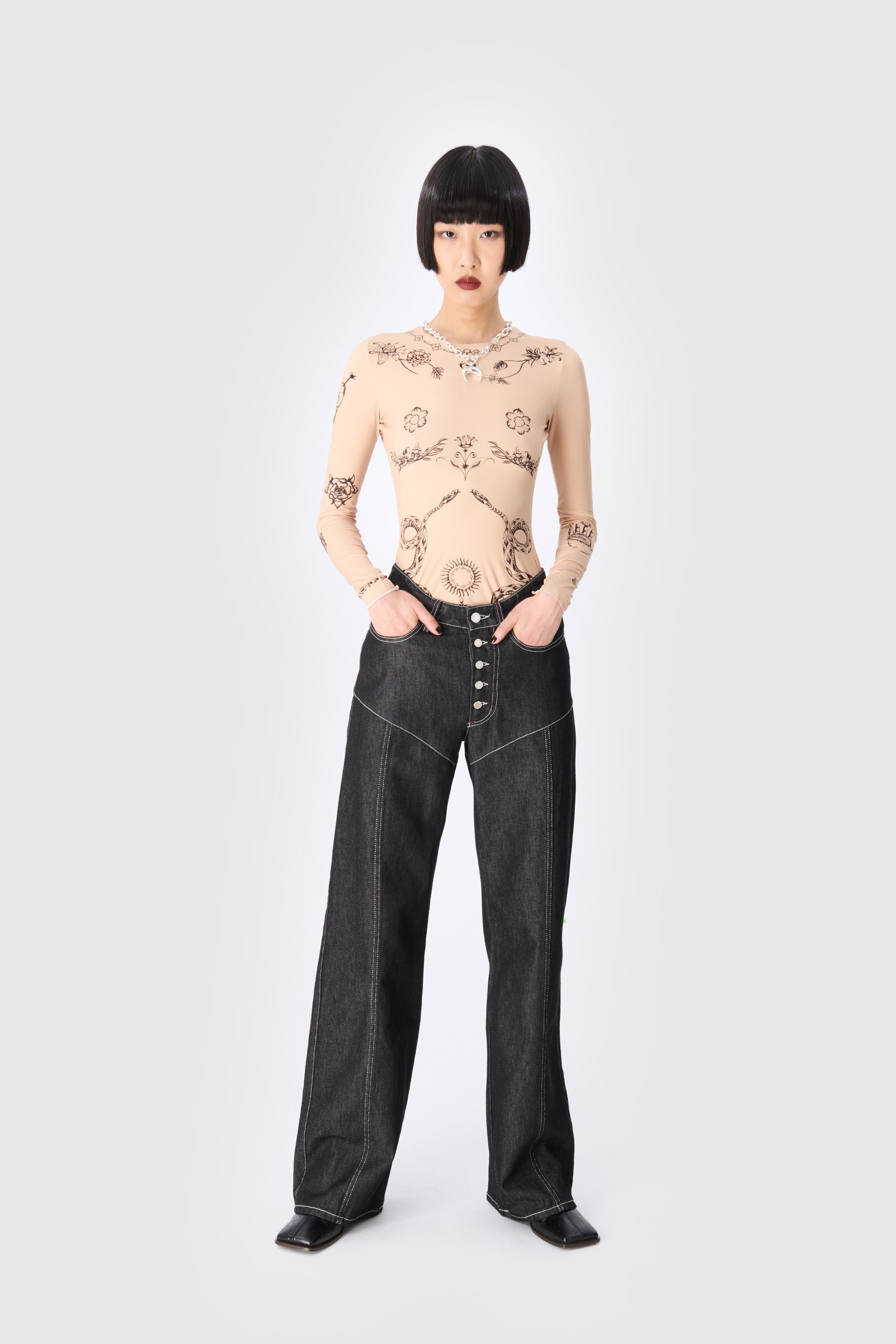 Moon Laser Denim Flare Jeans - 4