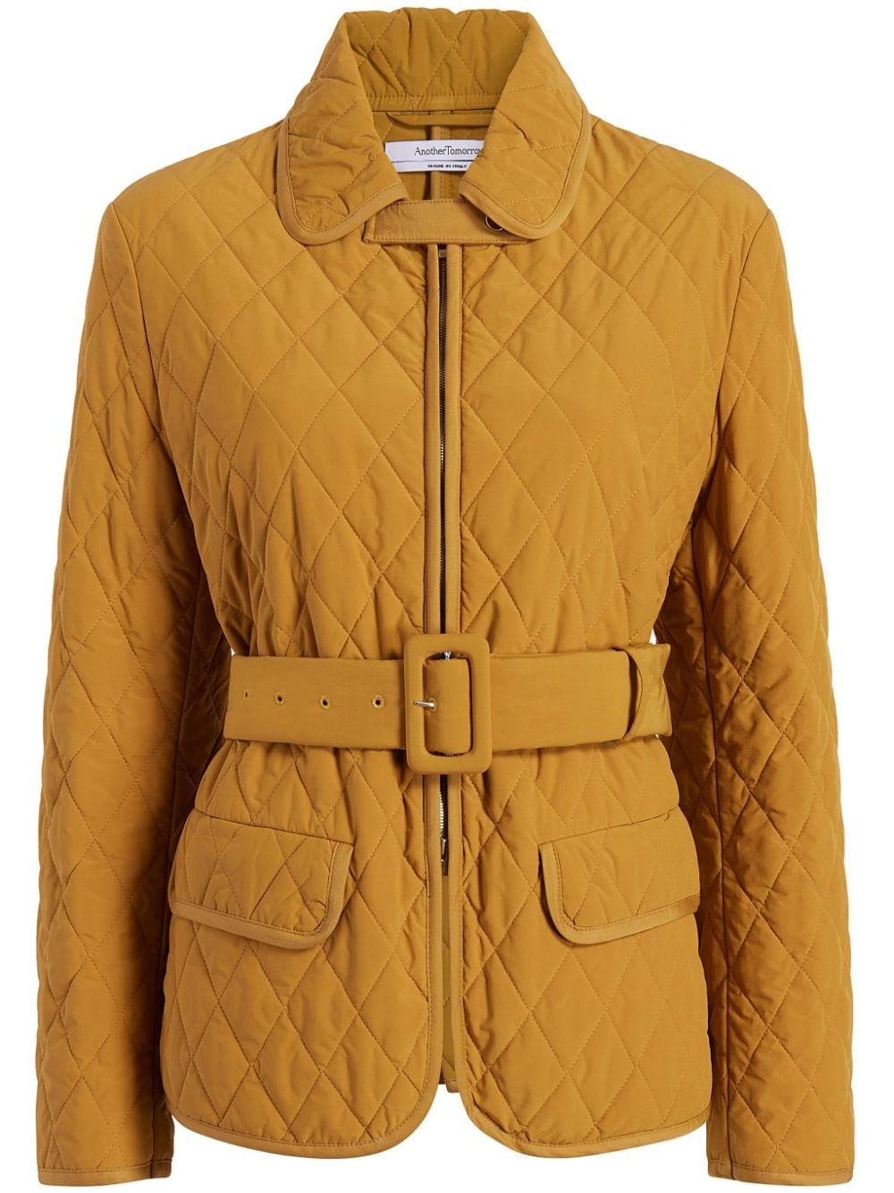 diamond-quilted belted puffer jacket - 1