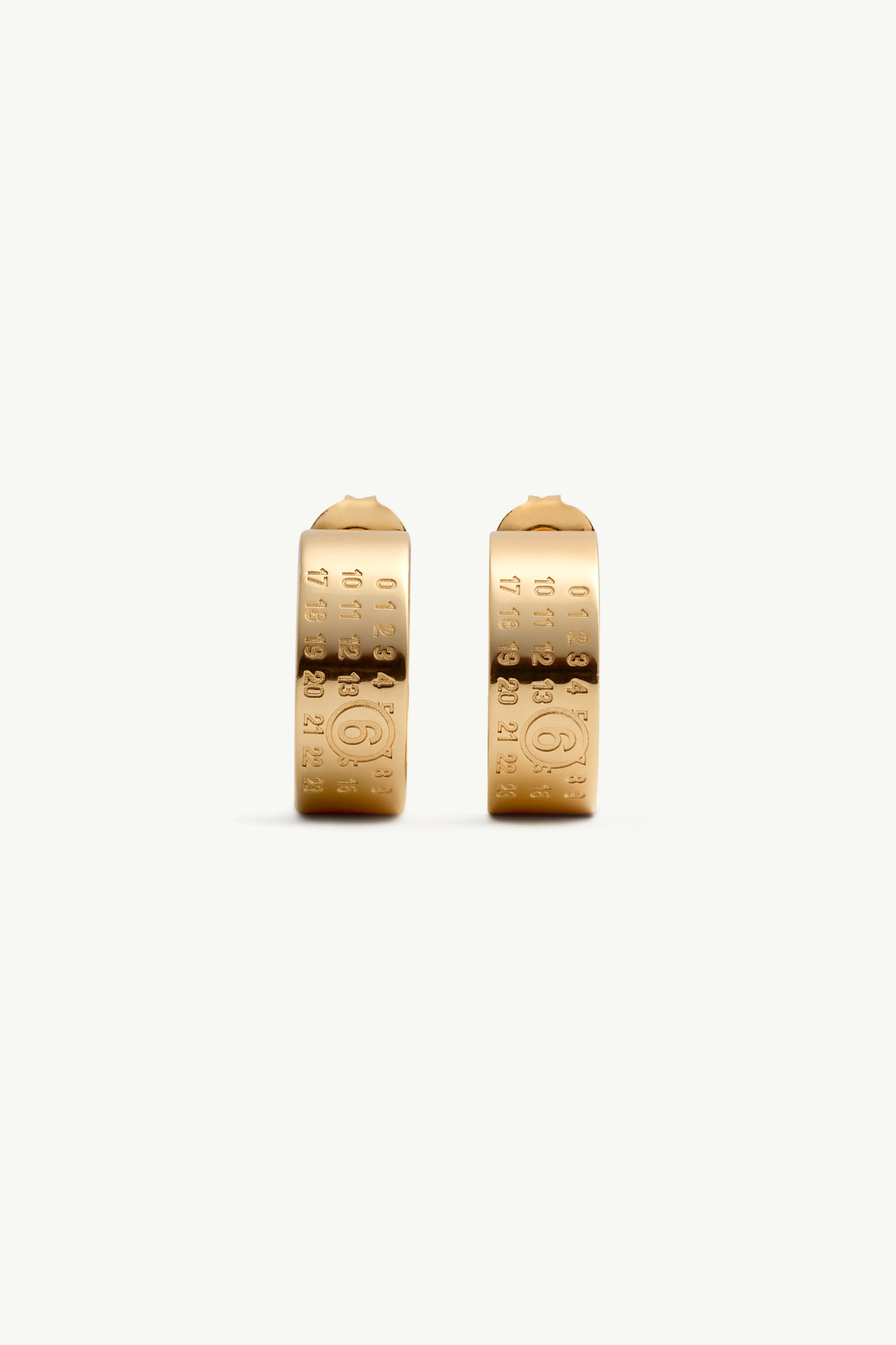 Gold numeric hoop earrings - 1
