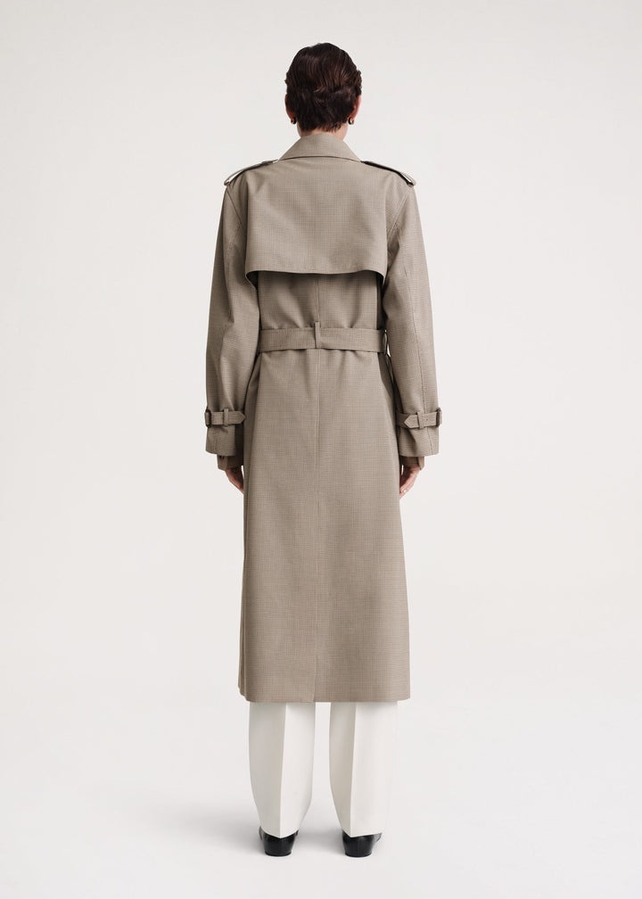 Totême Houndstooth trench coat biscuit/beige | REVERSIBLE