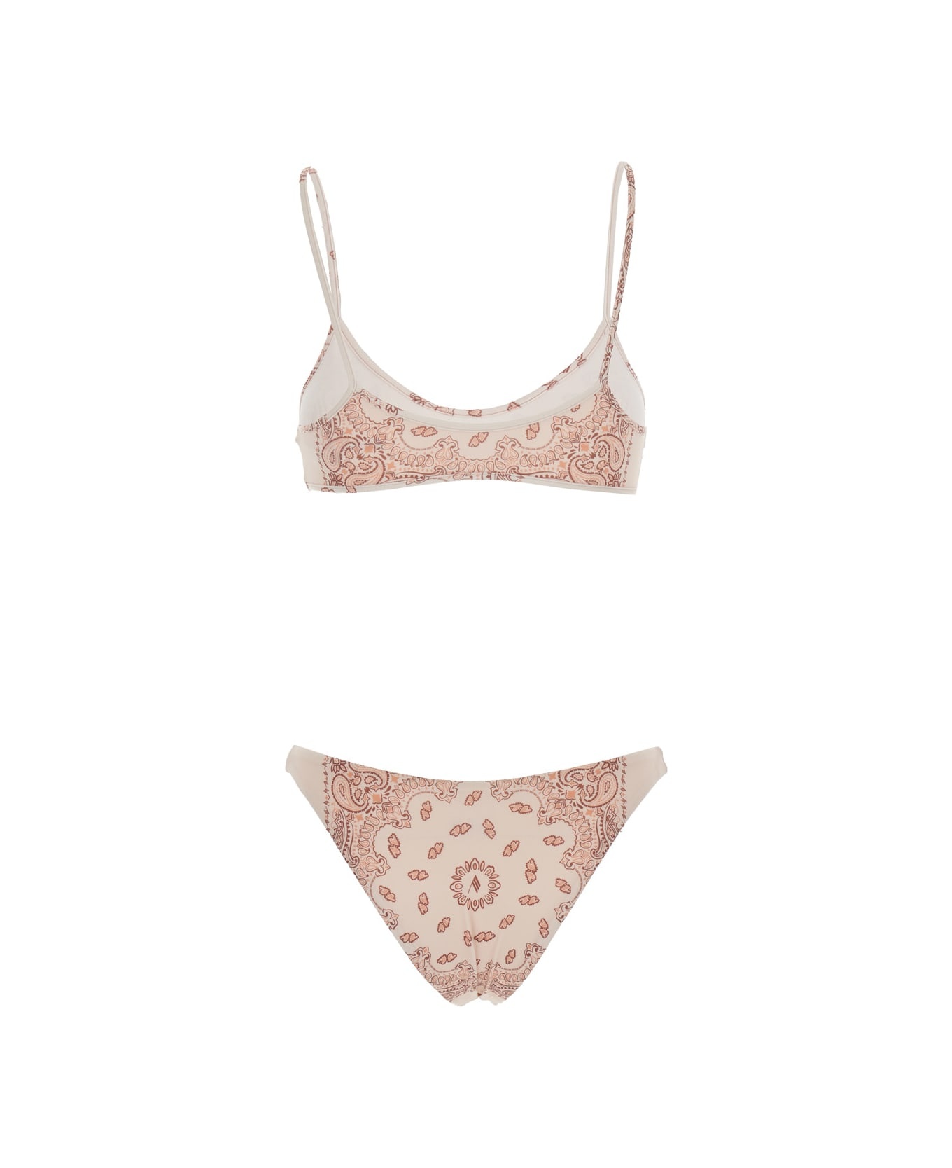Pink Bikini With Spaghetti Straps And All-over Print In Tech Fabric Stretch Woman - 2