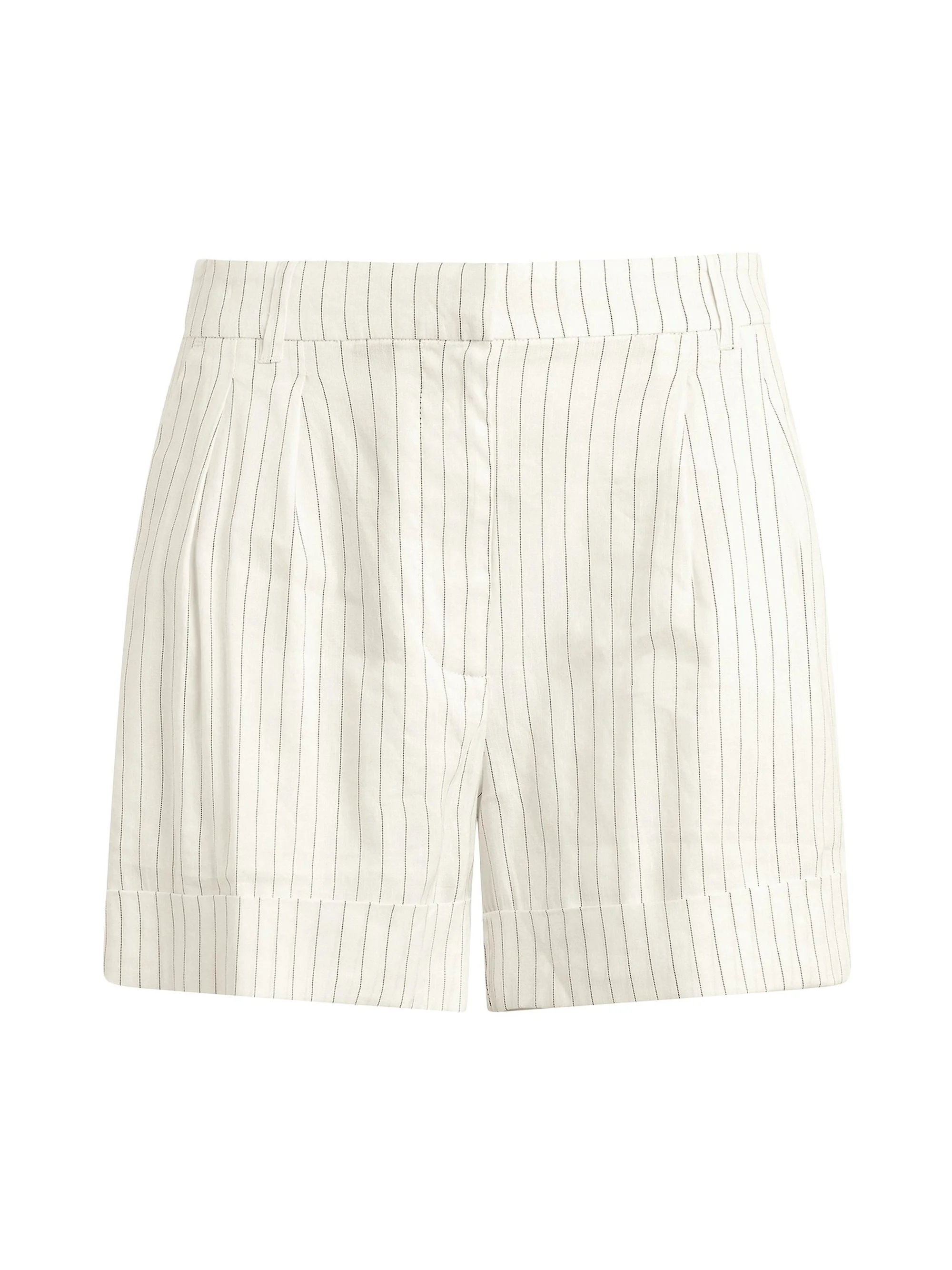 Women's The Brody Tailored Pinstripe Linen-Blend Shorts - Cream Linen Black - 1