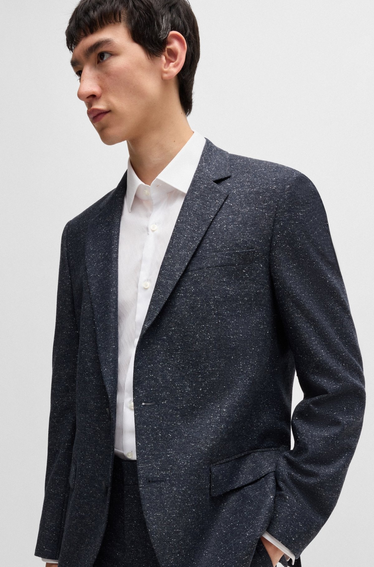 SLIM-FIT SUIT IN MICRO-PATTERNED WOOL - 5
