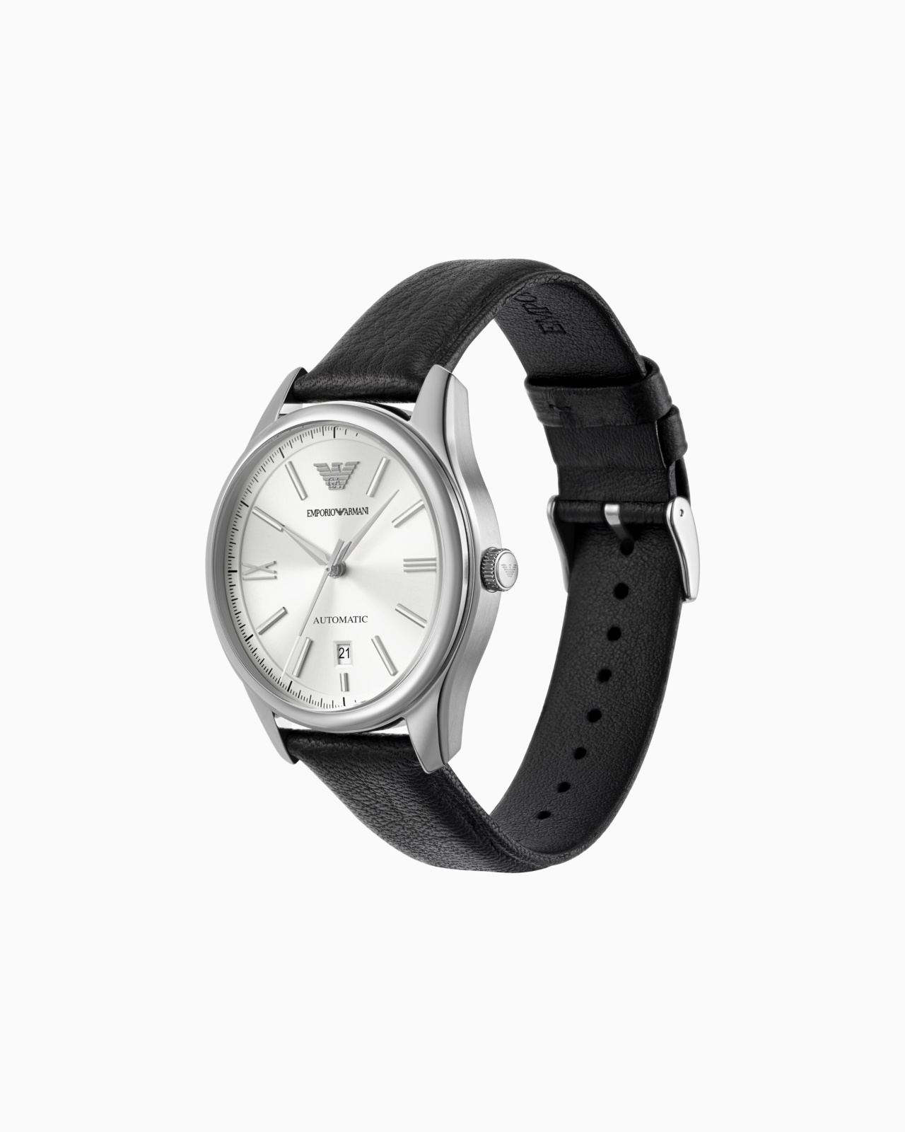AUTOMATIC THREE-HAND DATE BLACK LEATHER WATCH - 2
