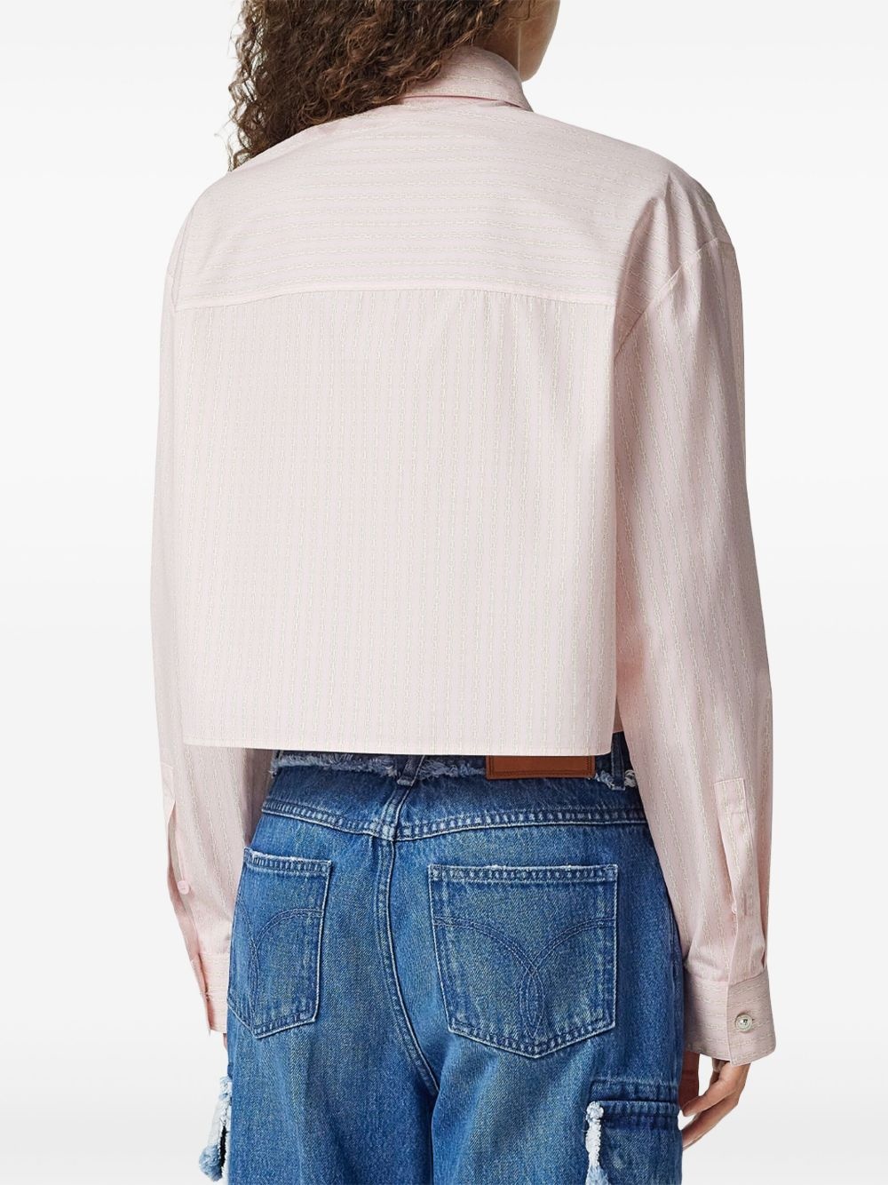 Versace Pinstripe Chain boxy short shirt - 5