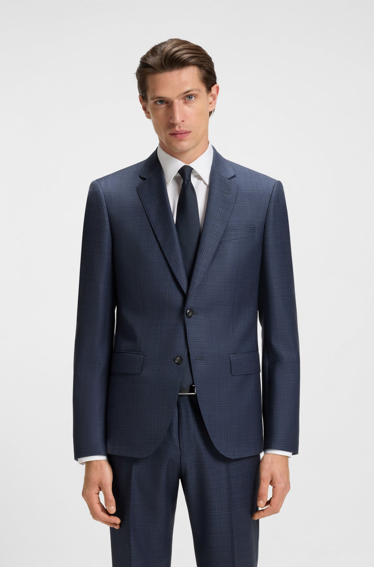 SLIM-FIT THREE-PIECE SUIT IN CHECKED WOOL - 2