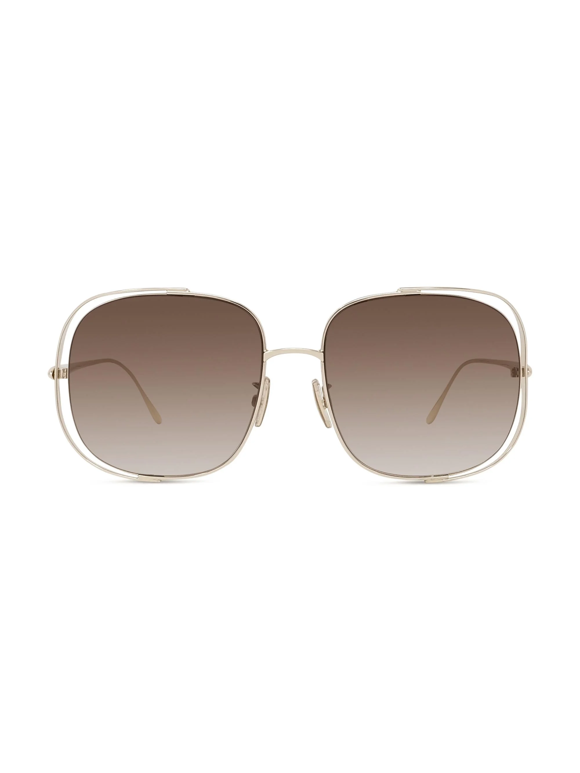Women's Signature 57MM Rectangular Sunglasses - Gradient Brown Gold - 1