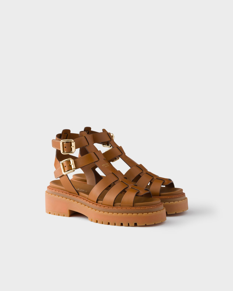 Leather sandals with ankle straps 1