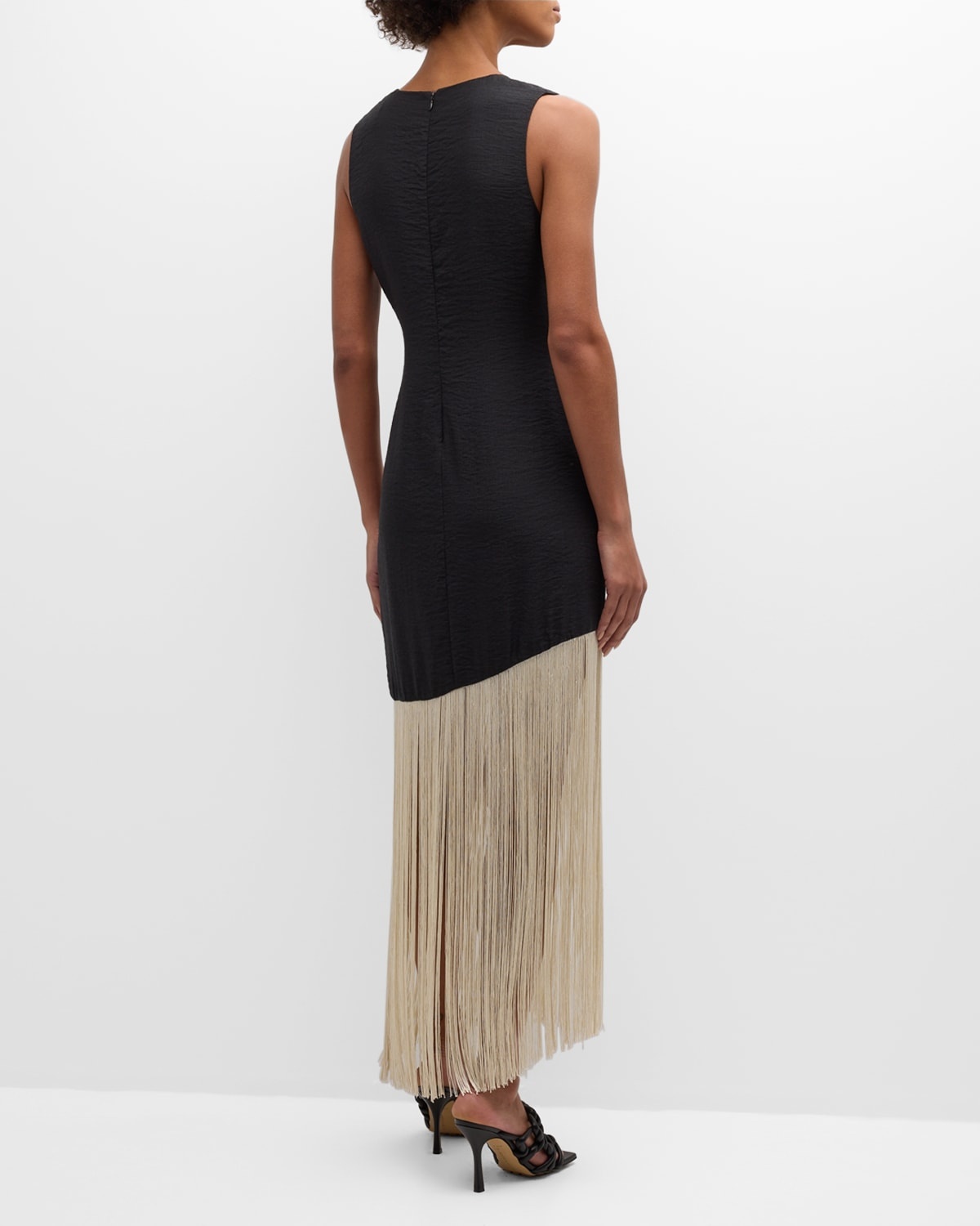 Casablanca Two-Tone Sleeveless Long Fringe Dress - 6