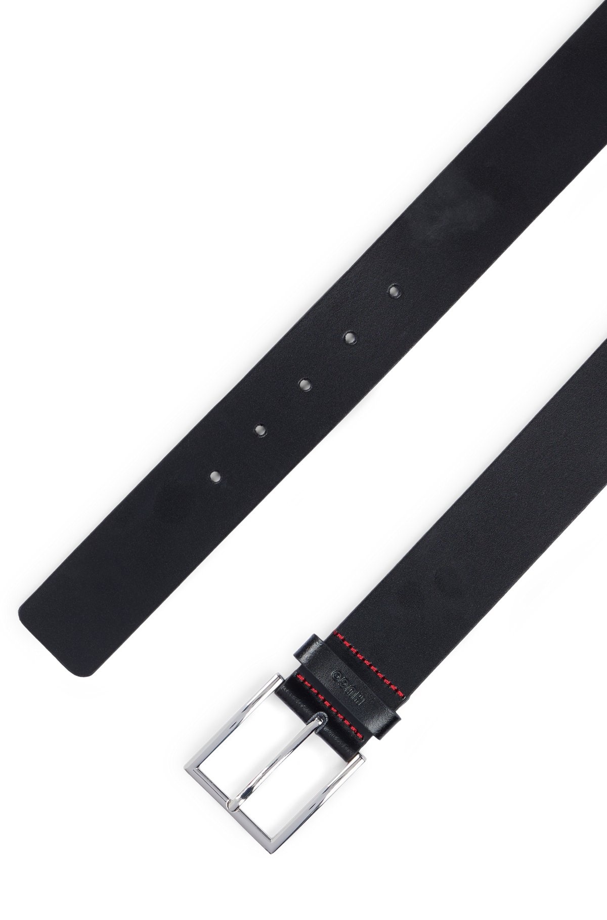 LEATHER BELT WITH LOGO-STAMPED KEEPER - 4