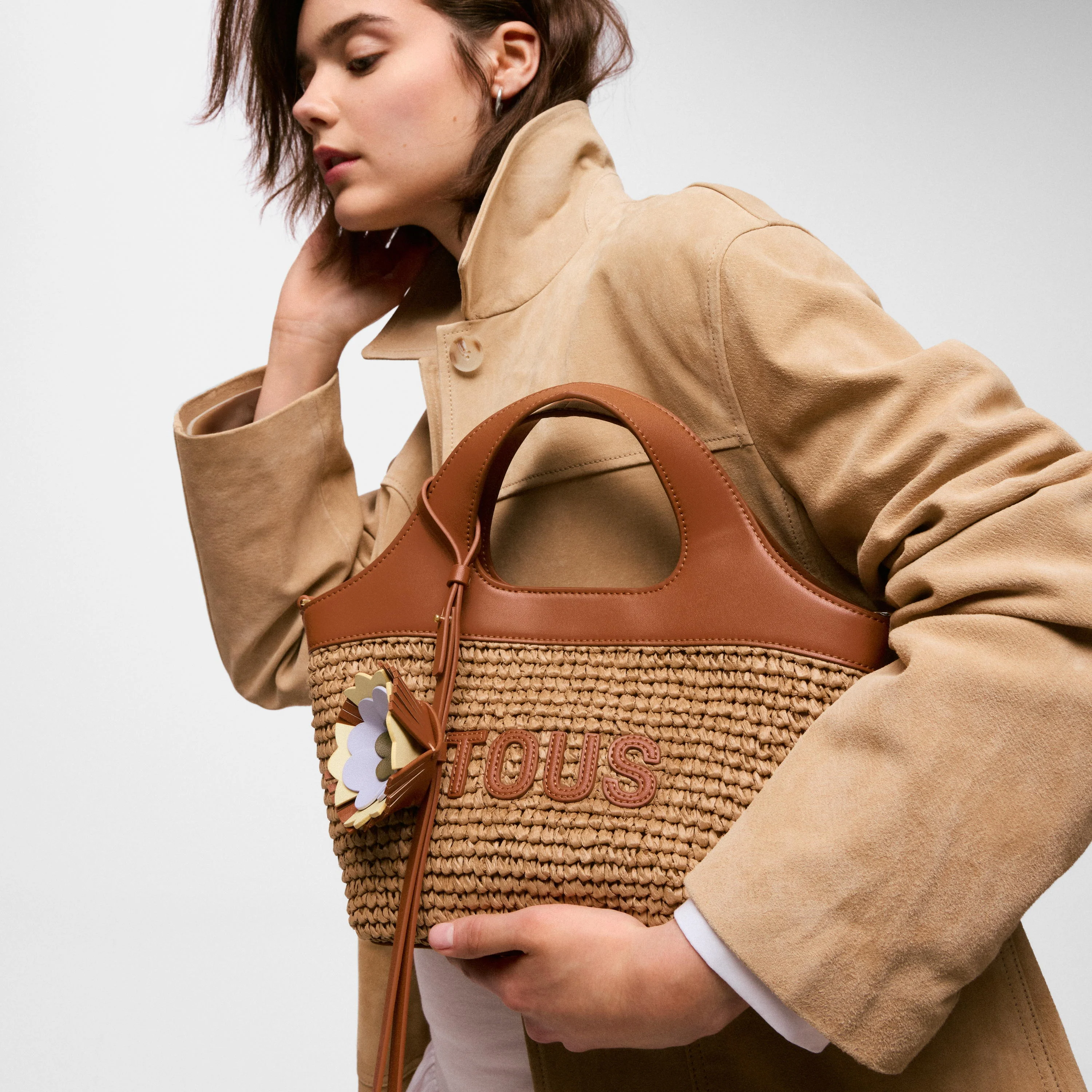 Medium camel Tote bag TOUS Lirio Rafia - 1