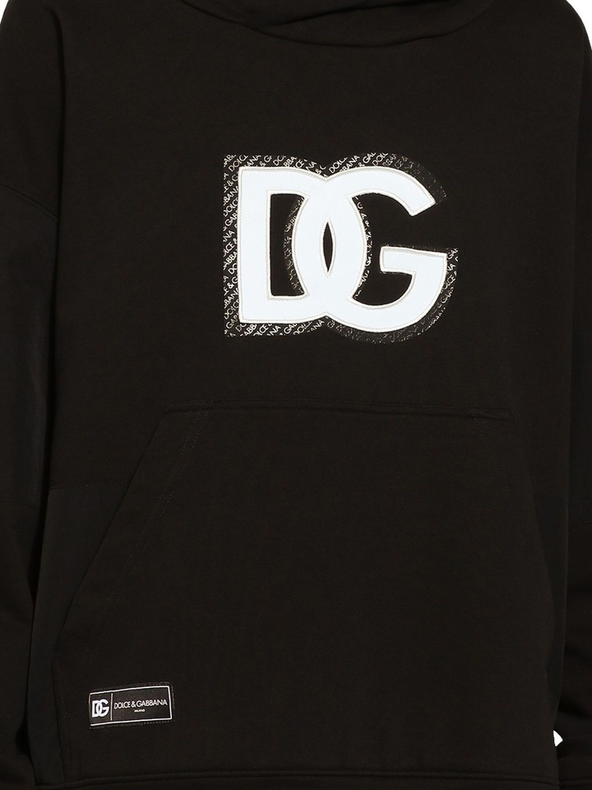 Black logo-appliqué cotton hoodie - 5