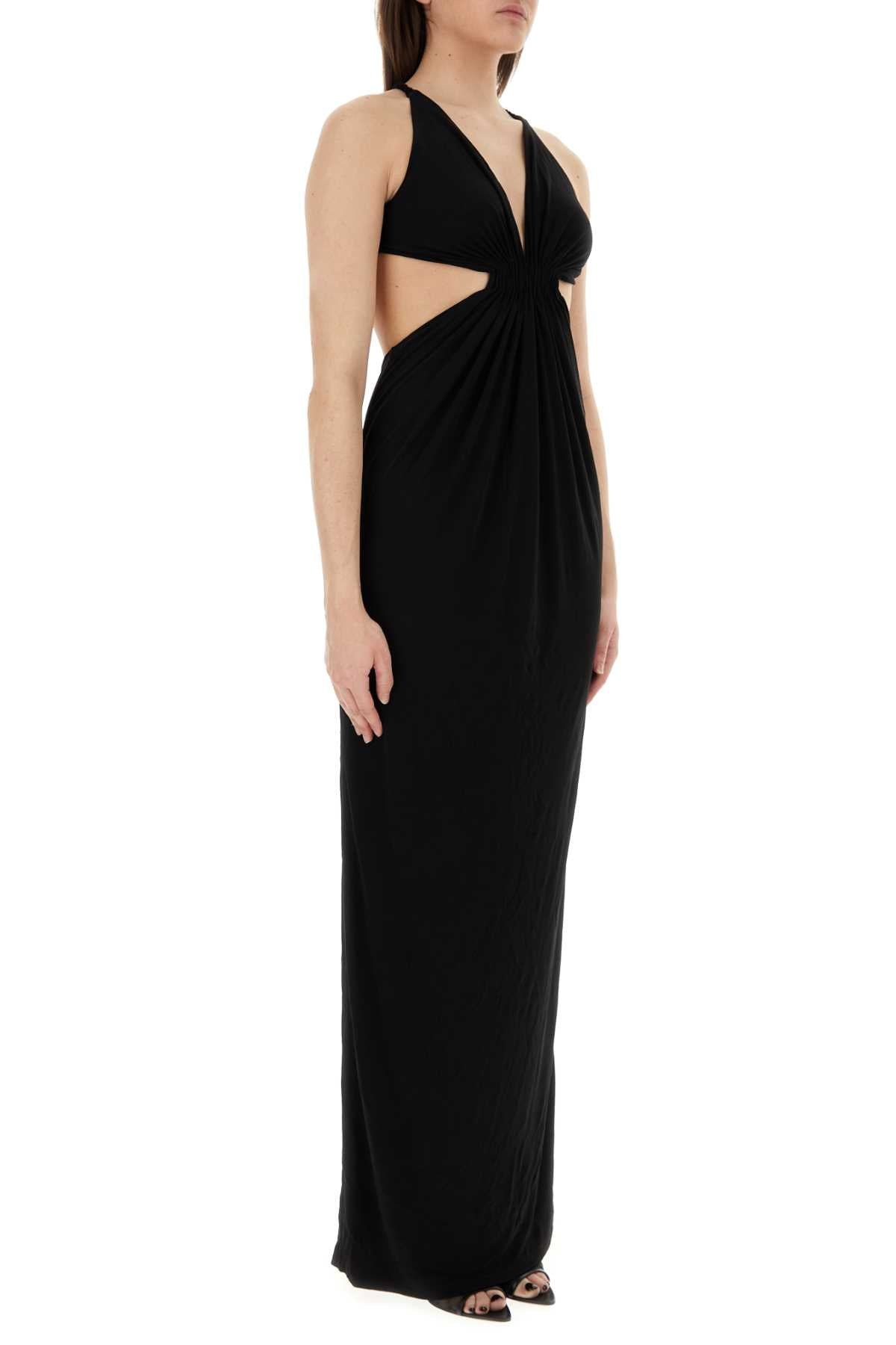 Saint Laurent Women Black Crepe Long Dress - 3