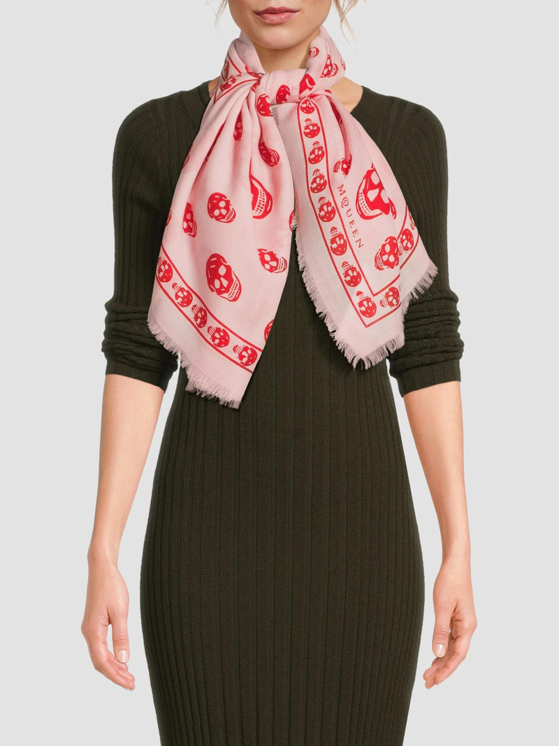 Women's Skull Wool Scarf - Rose Red 1