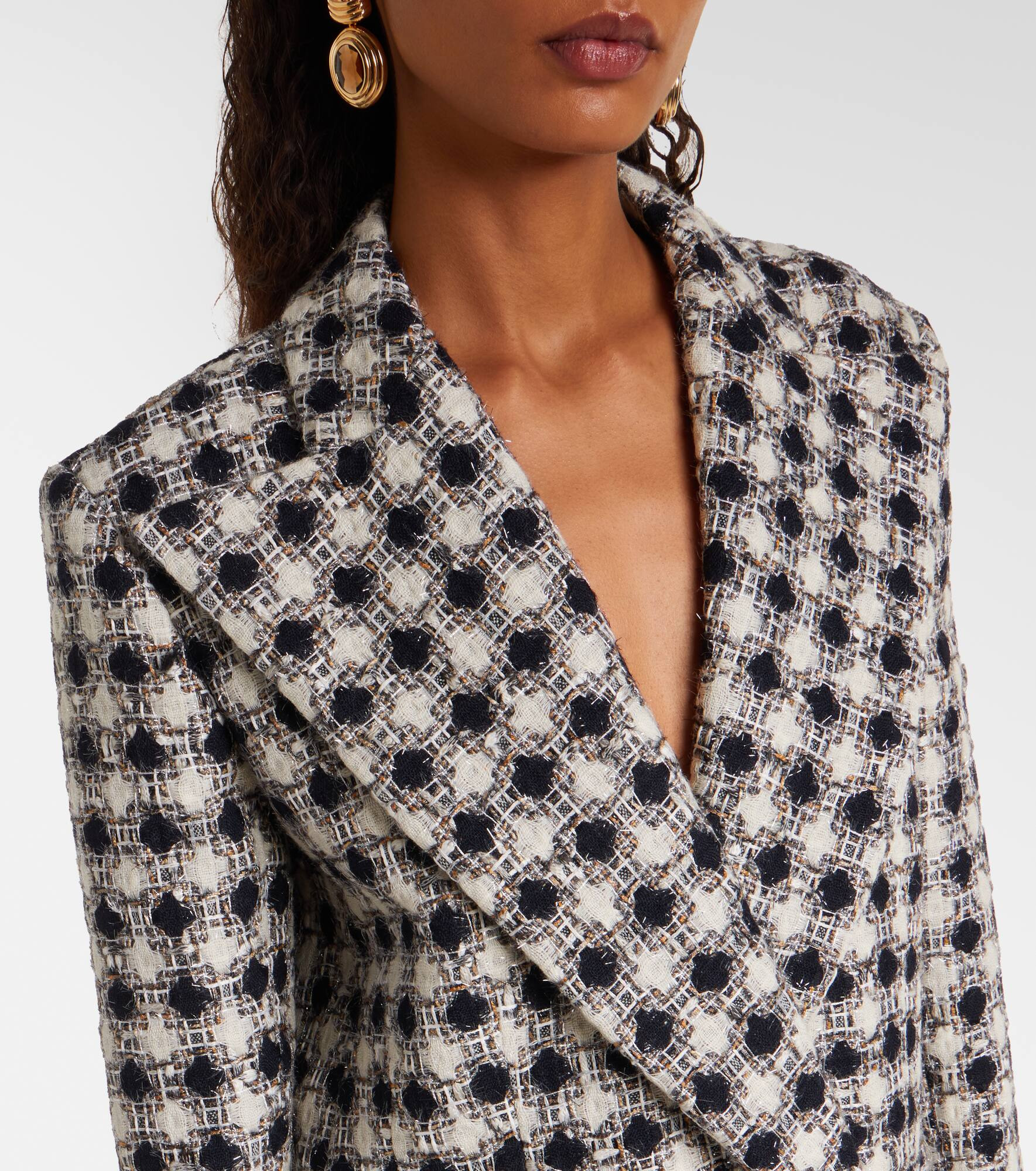 Double-breasted tweed blazer - 4