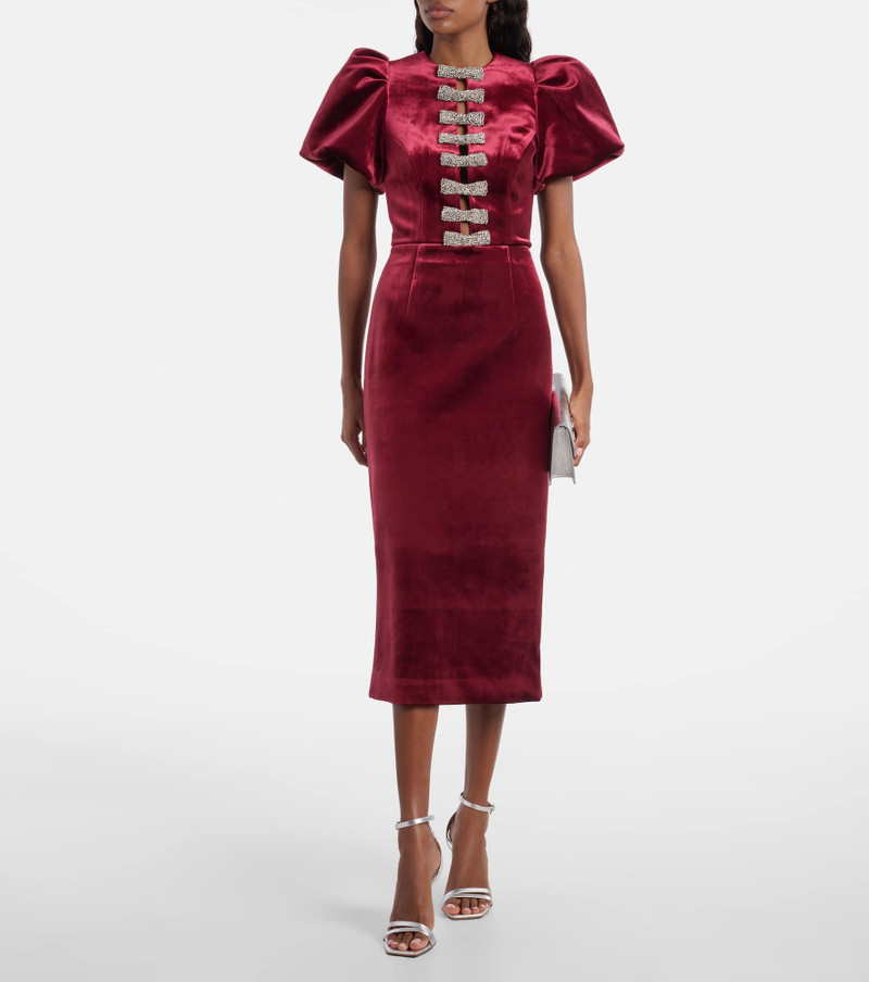 REBECCA VALLANCE Edwiena embellished velvet midi dress outlook