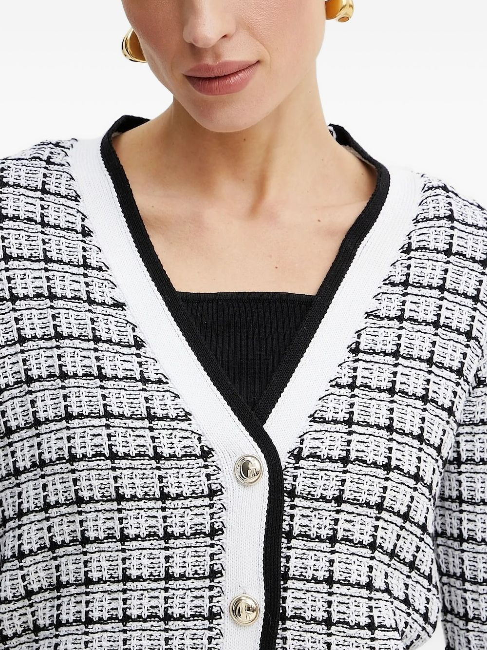 checked buttoned cardigan - 3