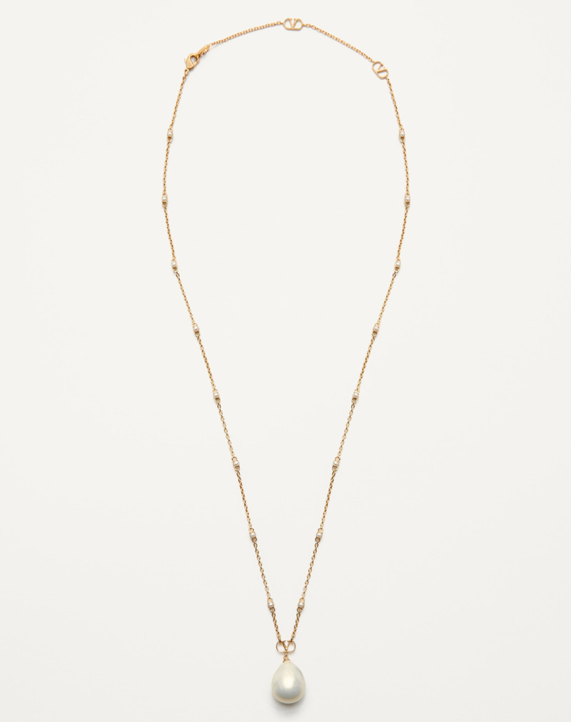VLOGO SIGNATURE METAL, PEARL AND SWAROVSKI® CRYSTAL NECKLACE - 1
