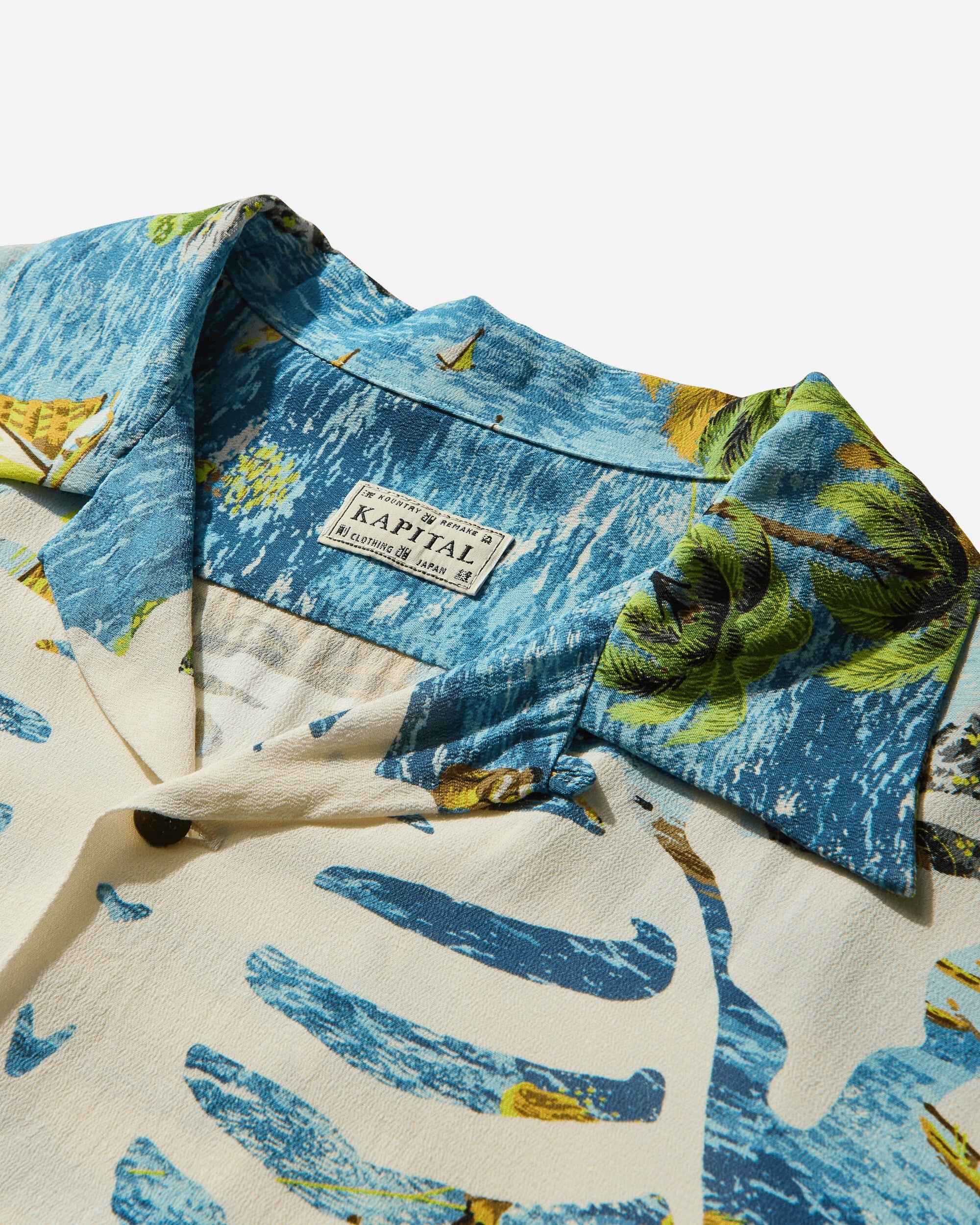 Men's Rayon Kamekameha Bone Aloha Shirt Blue - 3